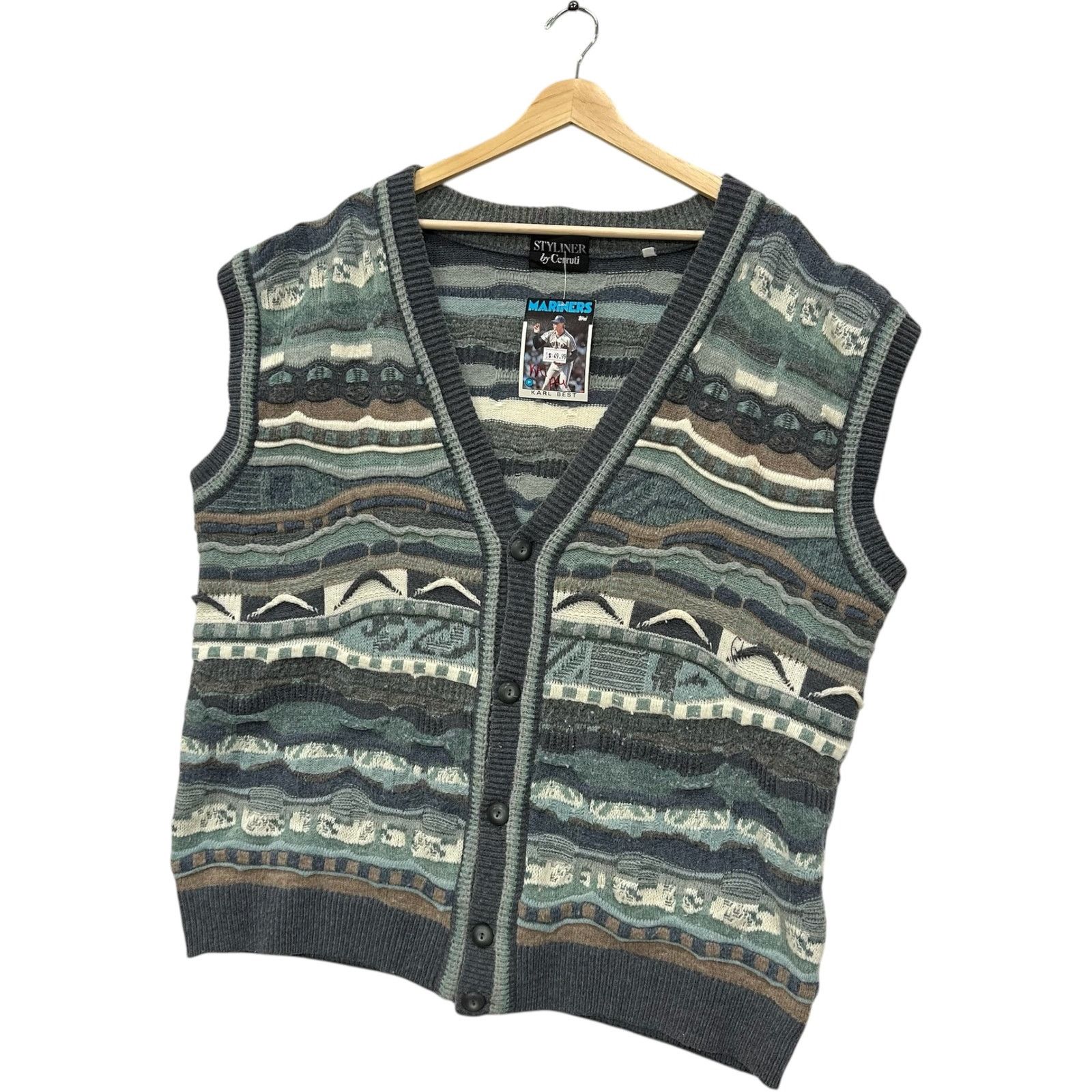 Vintage Vintage 3D Patterned Knit Button Down Sweater Vest XL Size US L / EU 52-54 / 3 - 3 Thumbnail