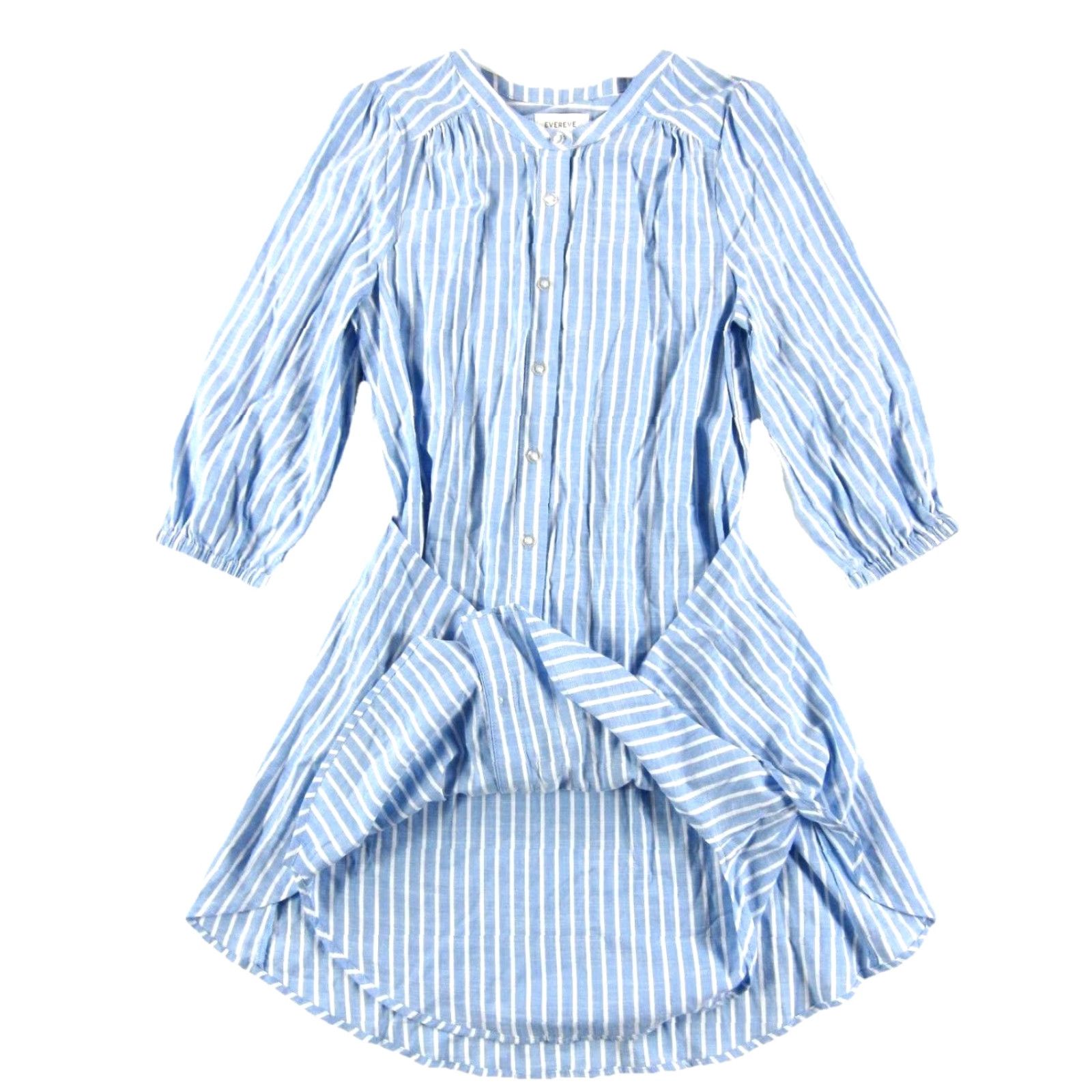 Vintage EVEREVE Blue White Stripe 3/4 Sleeve Button Down Apron Shirt Dress Woman Small Size S / US 4 / IT 40 - 6 Thumbnail