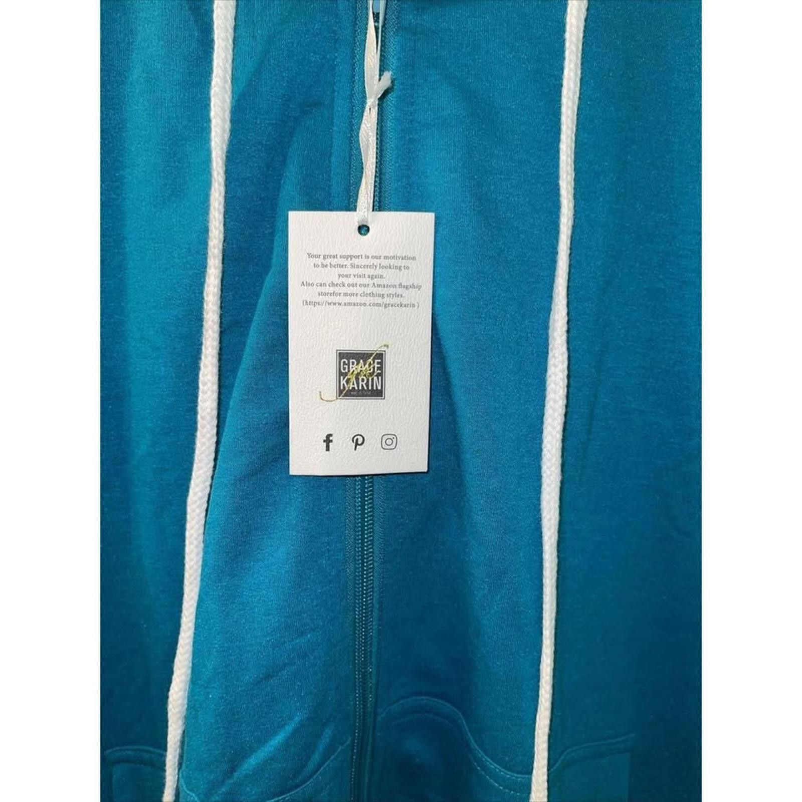 Other Grace Karin Hooded Zip-Up Dress - Turquoise Blue Size L / US 10 / IT 46 - 4 Thumbnail