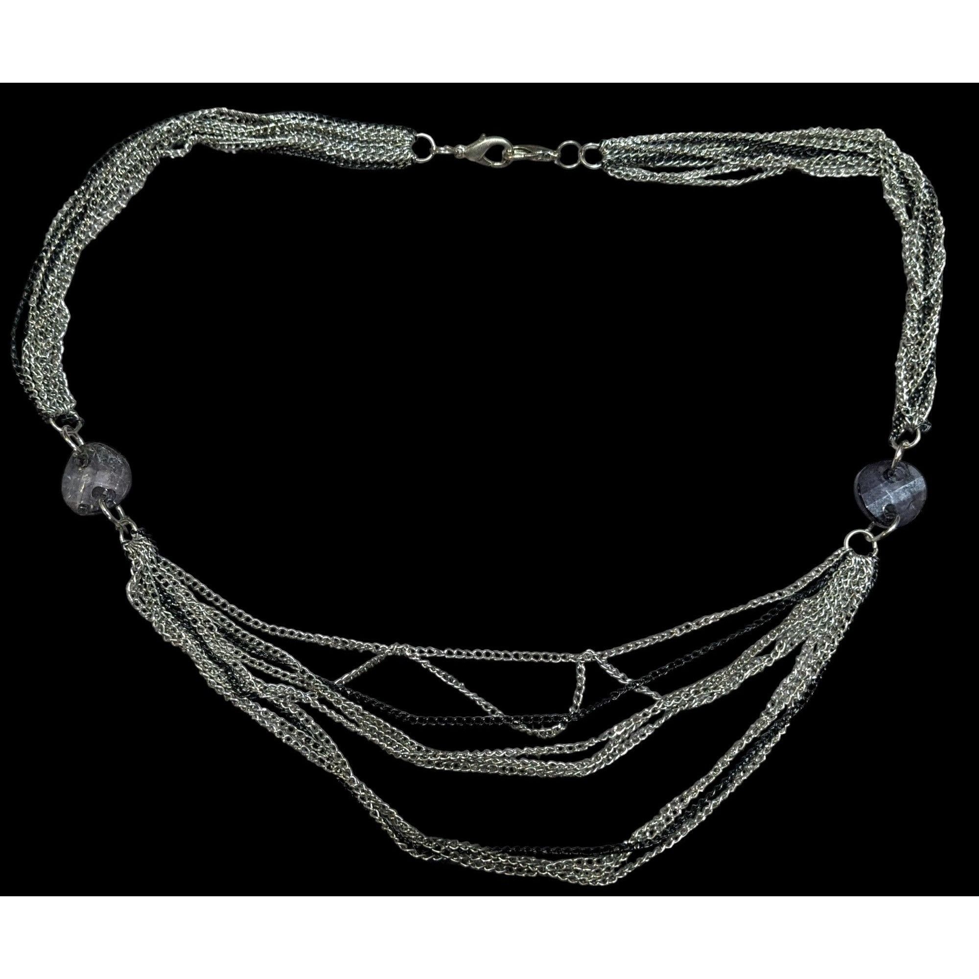 Other Chic Multilayer Chain Necklace Silver Tone With Muted Purple Size ONE SIZE - 1 Thumbnail