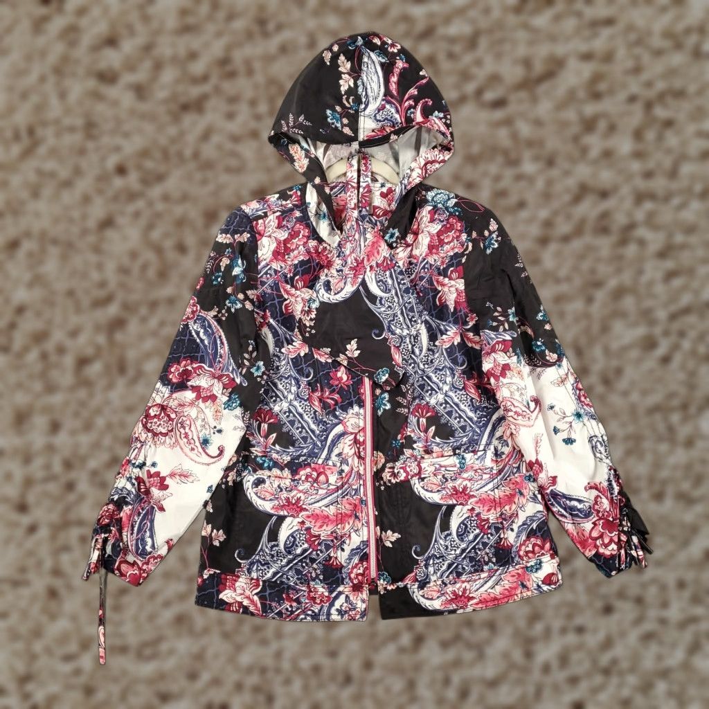 Vintage Chicos Jacket Womens S Small Paisley Hooded Packable Full Zip Size S / US 4 / IT 40 - 1 Thumbnail