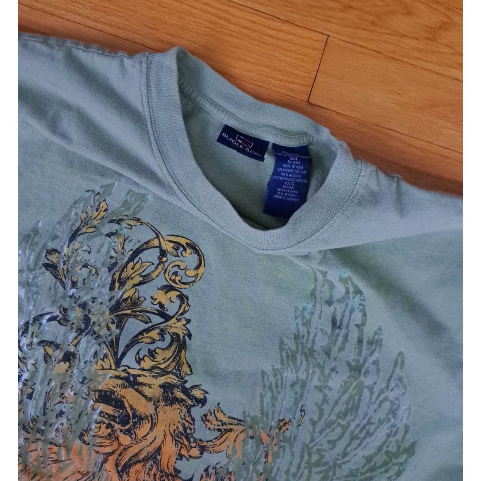 Bugle Boy VINTAGE Bugle Boy Lion Graphic T-Shirt Teal Blue L Short Sleeve Unisex Adults Screengrab? (Note: Original title limit applied) Size US L / EU 52-54 / 3 - 5 Thumbnail