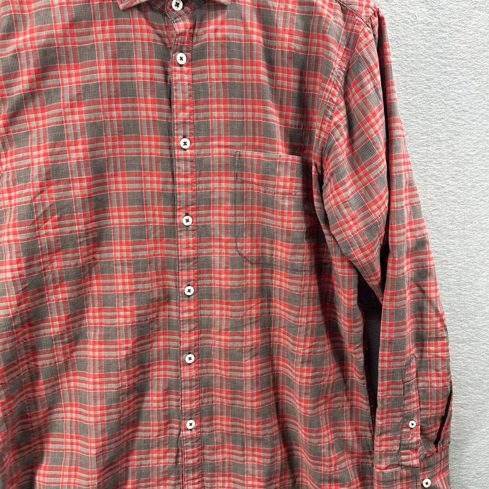 Billy Reid Billy Reid Plaid Button-Up Shirt Mens Medium Red Gray Long Sleeve Cotton Classic Size US M / EU 48-50 / 2 - 4 Thumbnail