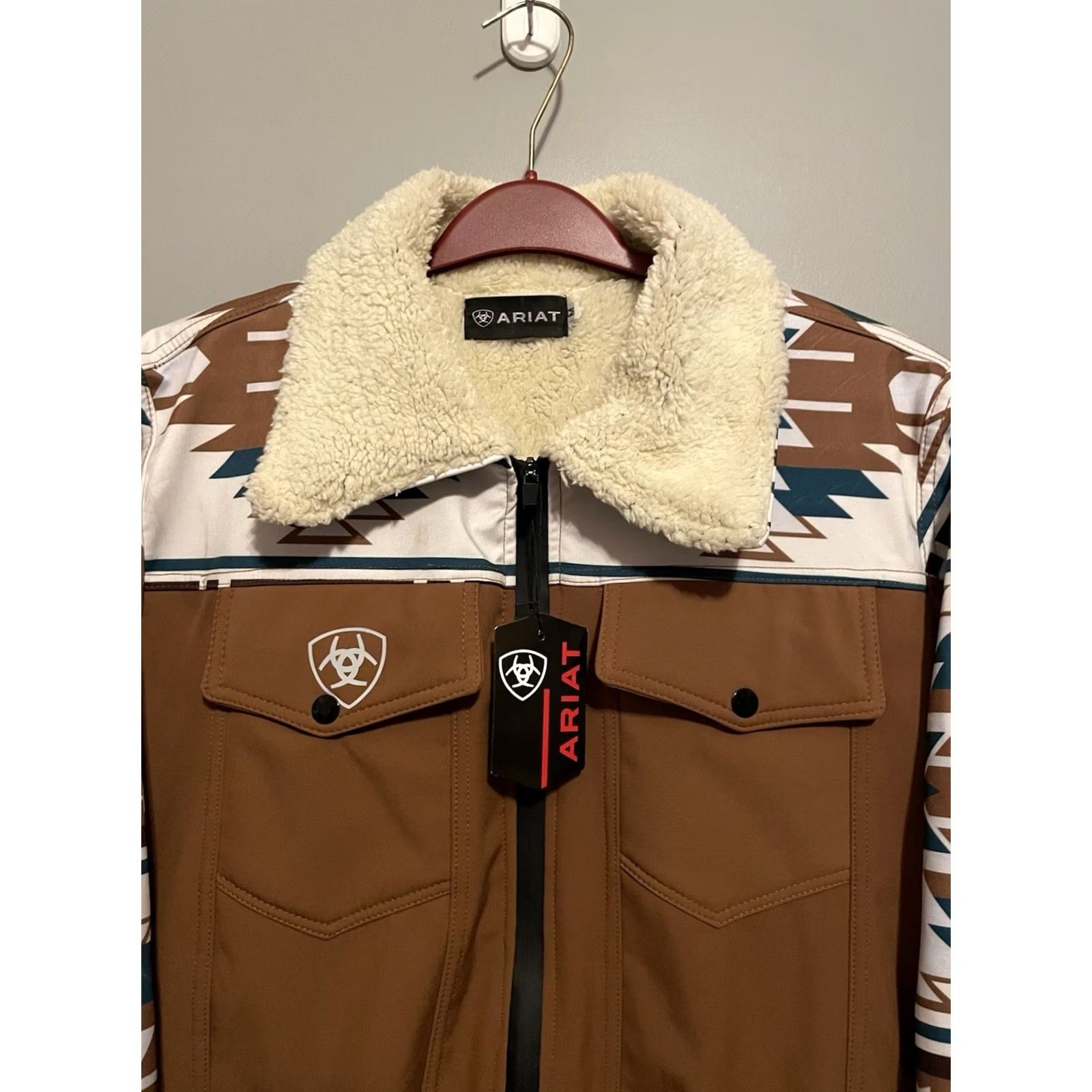 Ariat Ariat Jacket Men’s M Softshell Leather Sherpa Aztec Brown Motorcycle Cowboy NWT Size US M / EU 48-50 / 2 - 2 Thumbnail