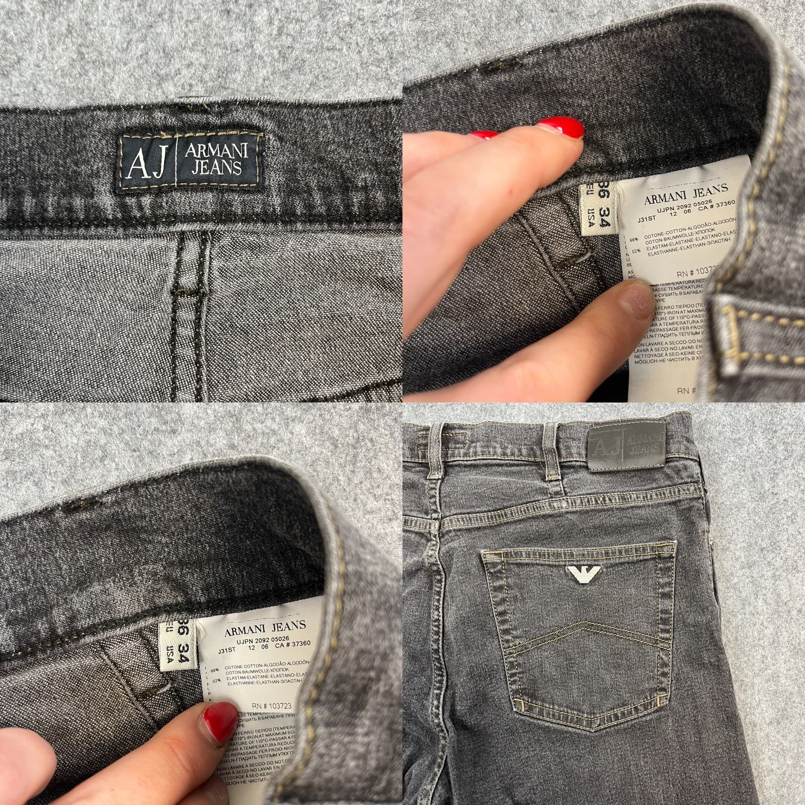 Vintage Armani Jeans Jeans Regular 34 34 Medium Wash Grey Stretch Logo Mens Size US 34 / EU 50 - 8 Thumbnail