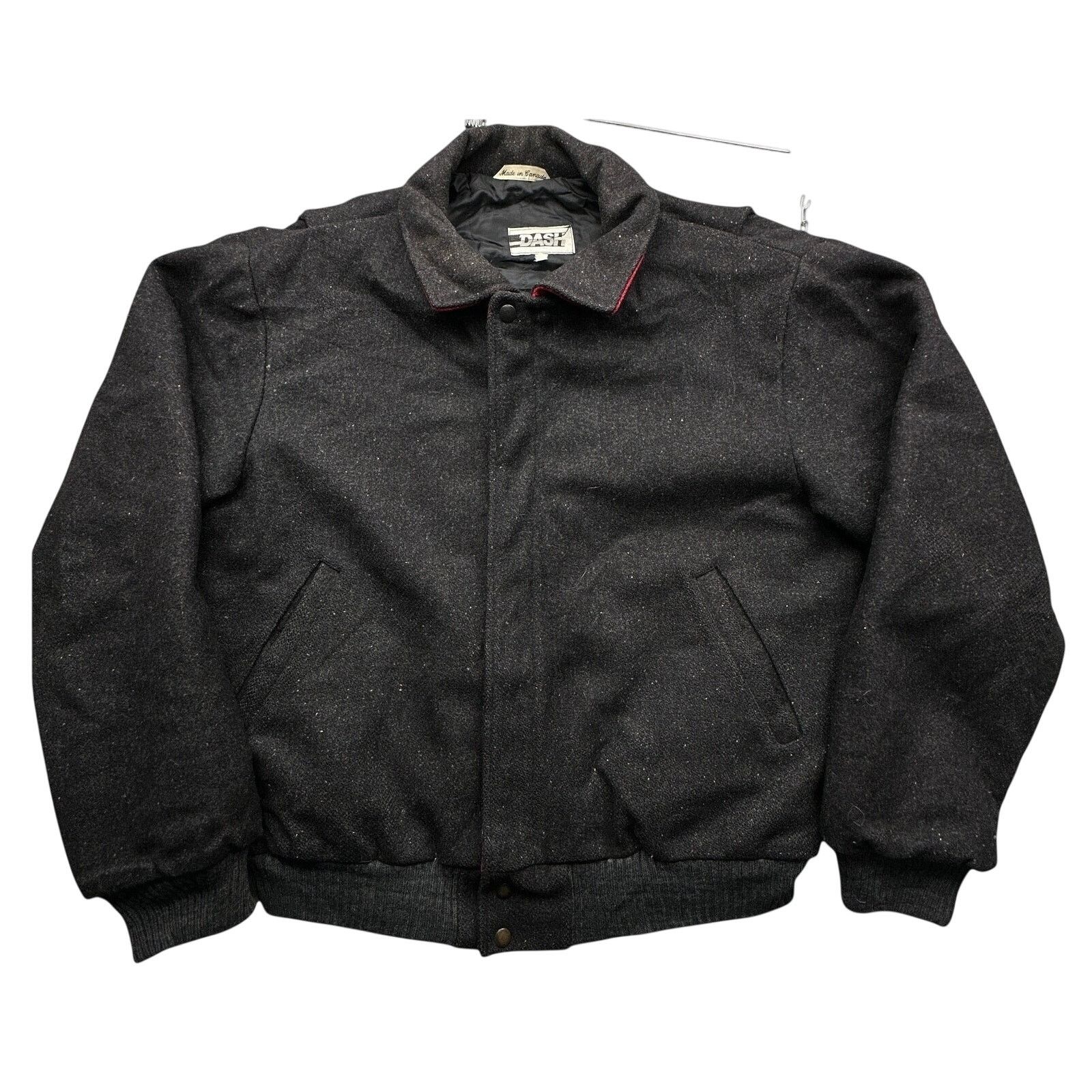Vintage Dash Pure Wool Bomber Jacket Mens 44 Large Gray