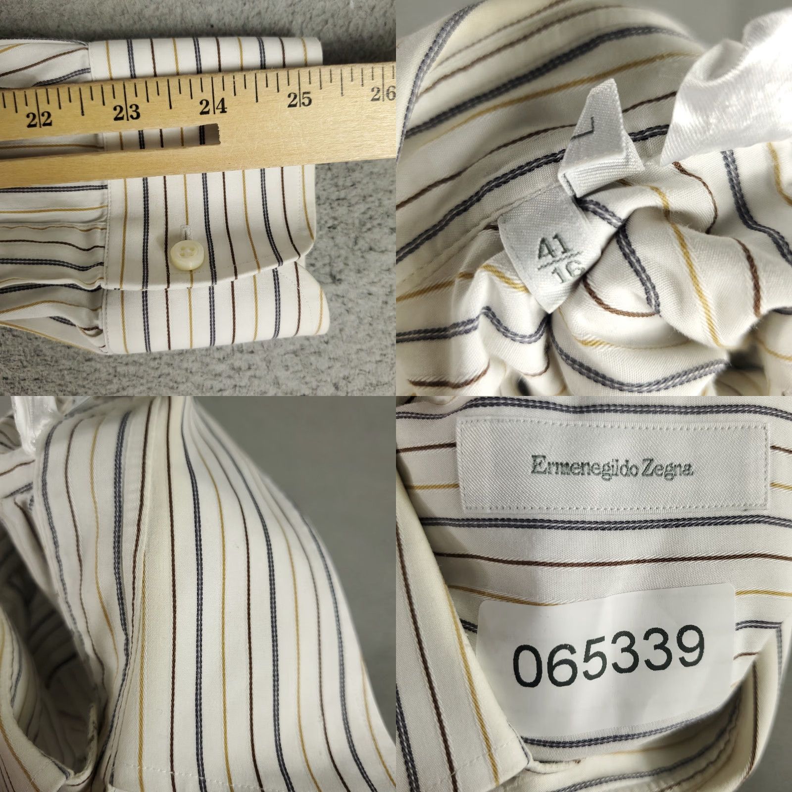 Ermenegildo Zegna Ermenegildo Zegna Dress Size 16 Blue Yellow Striped Button Up Long Sleeve Size US L / EU 52-54 / 3 - 8 Thumbnail