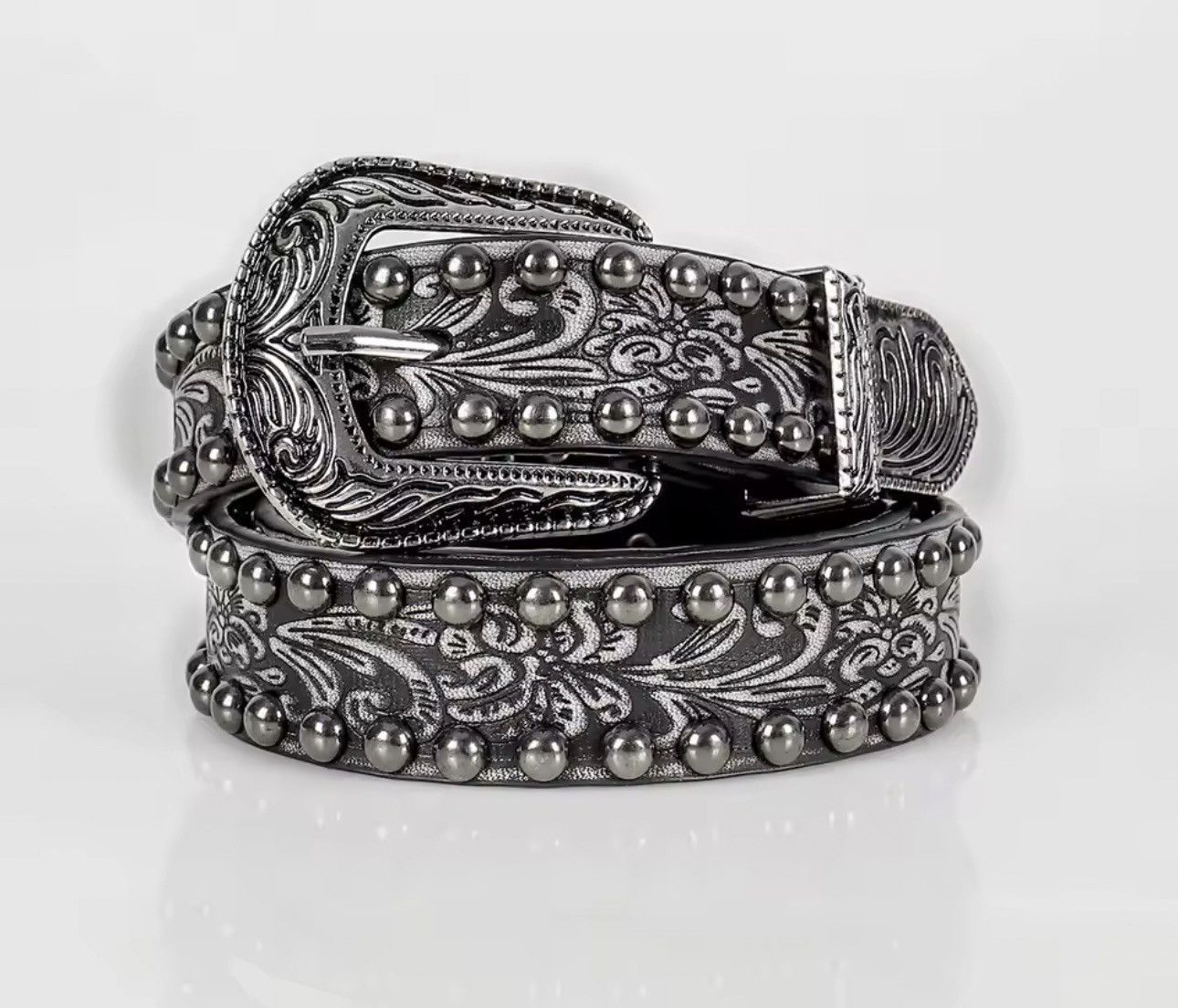 Japanese Brand retro old threaded rivet embossed Pu Leather belt Size ONE SIZE - 1 Thumbnail