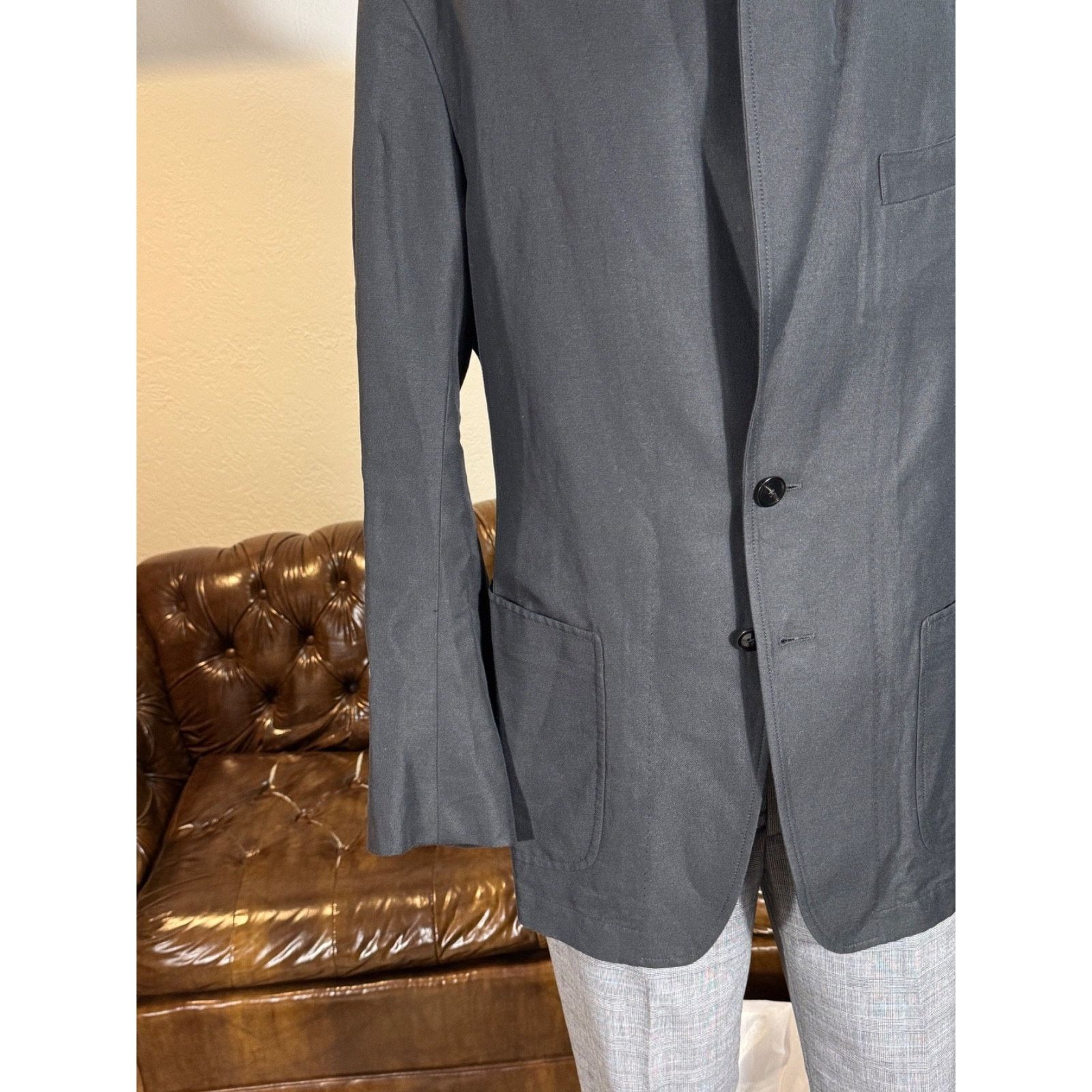 Tom Ford Tom Ford Black LInen Silk Leather Unstructured Blazer 56 46 Size 44R - 8 Thumbnail