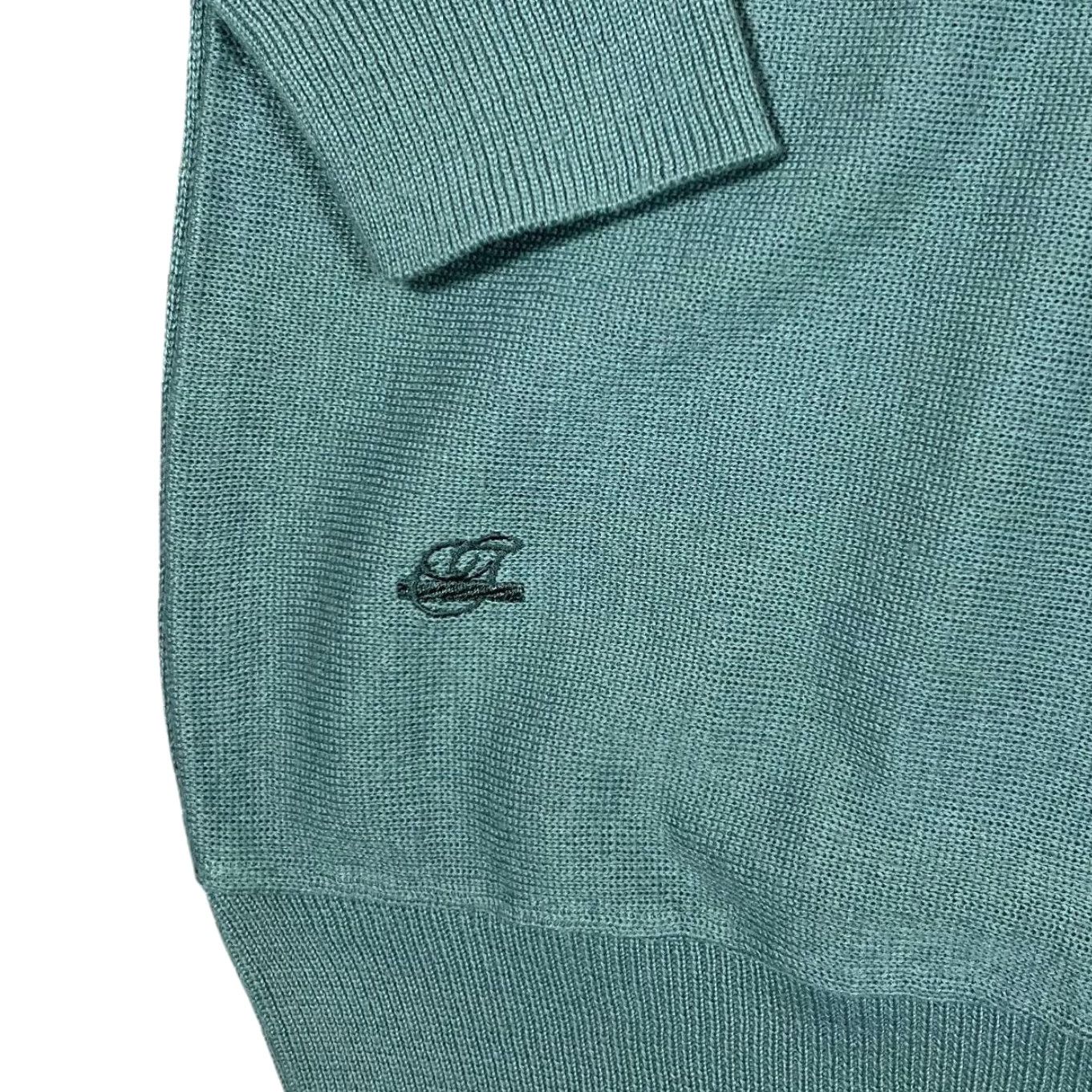 Gabicci VINTAGE Gabicci Grandad Patterned V-Neck Wool Jumper XL Men Dare Green-Blue Knit Pullover 50% Wool 50% Acrylic Size US XL / EU 56 / 4 - 4 Thumbnail