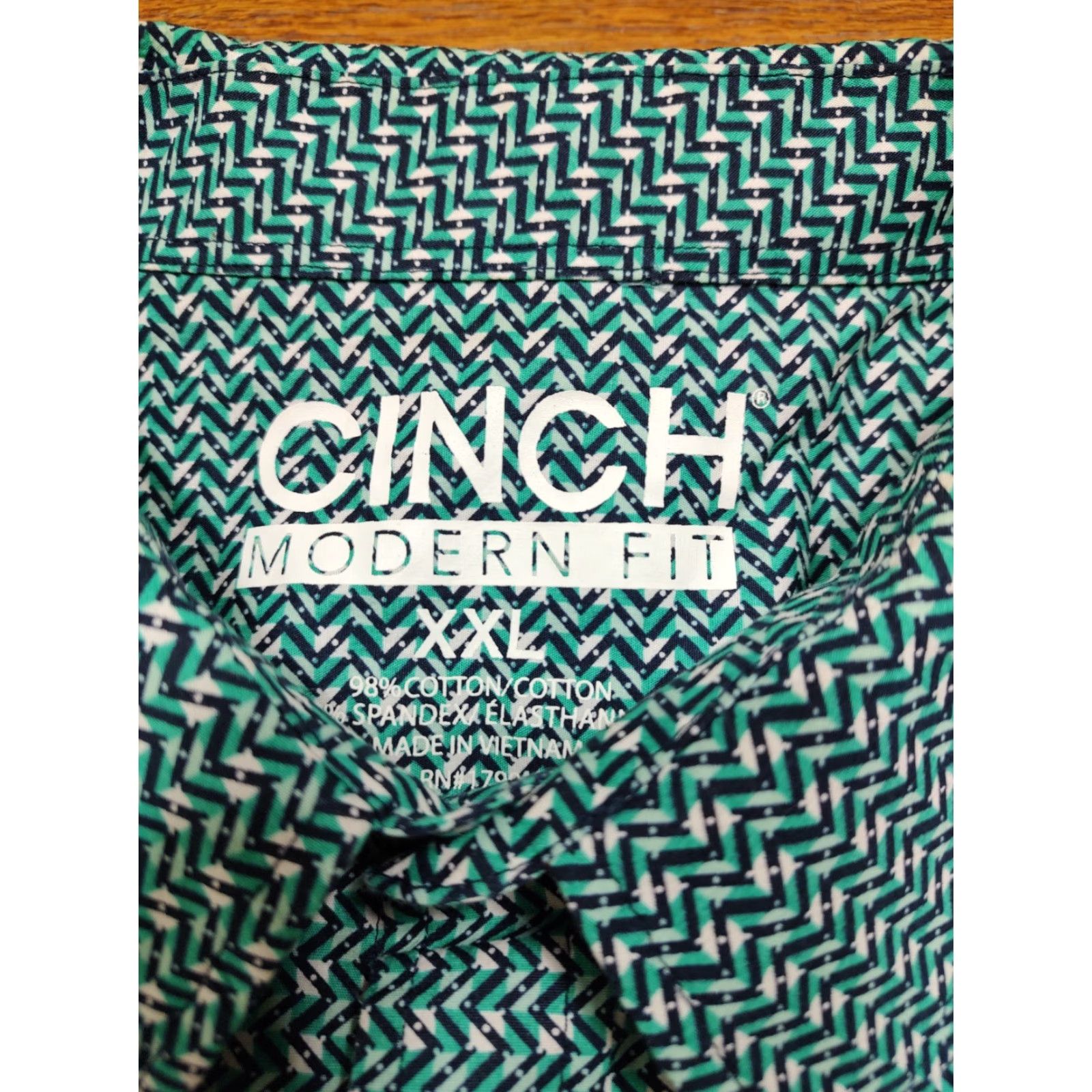 Vintage Cinch Western Button Up Shirt Mens 2XL Green Geometric Long Sleeve Shirt Size US XXL / EU 58 / 5 - 7 Thumbnail
