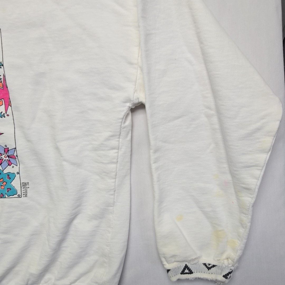 Vintage Vintage Geometric Graphic Sweatshirt White L Crewneck 90s Size M / US 6-8 / IT 42-44 - 4 Thumbnail