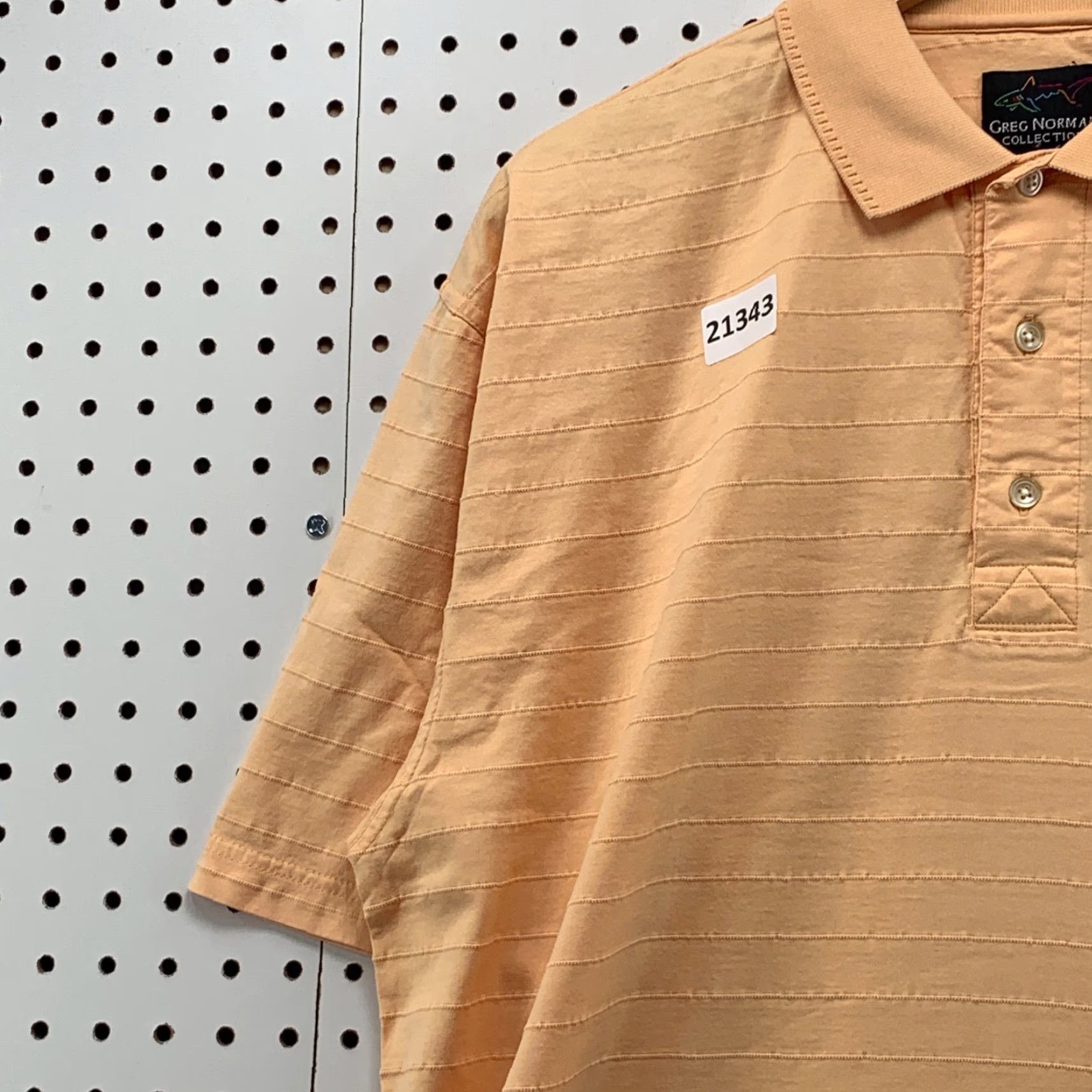 Vintage Greg Norman Polo Shirt Mens L Orange Short Sleeve Tonal Stripe Fits 23X30 Size US L / EU 52-54 / 3 - 7 Thumbnail