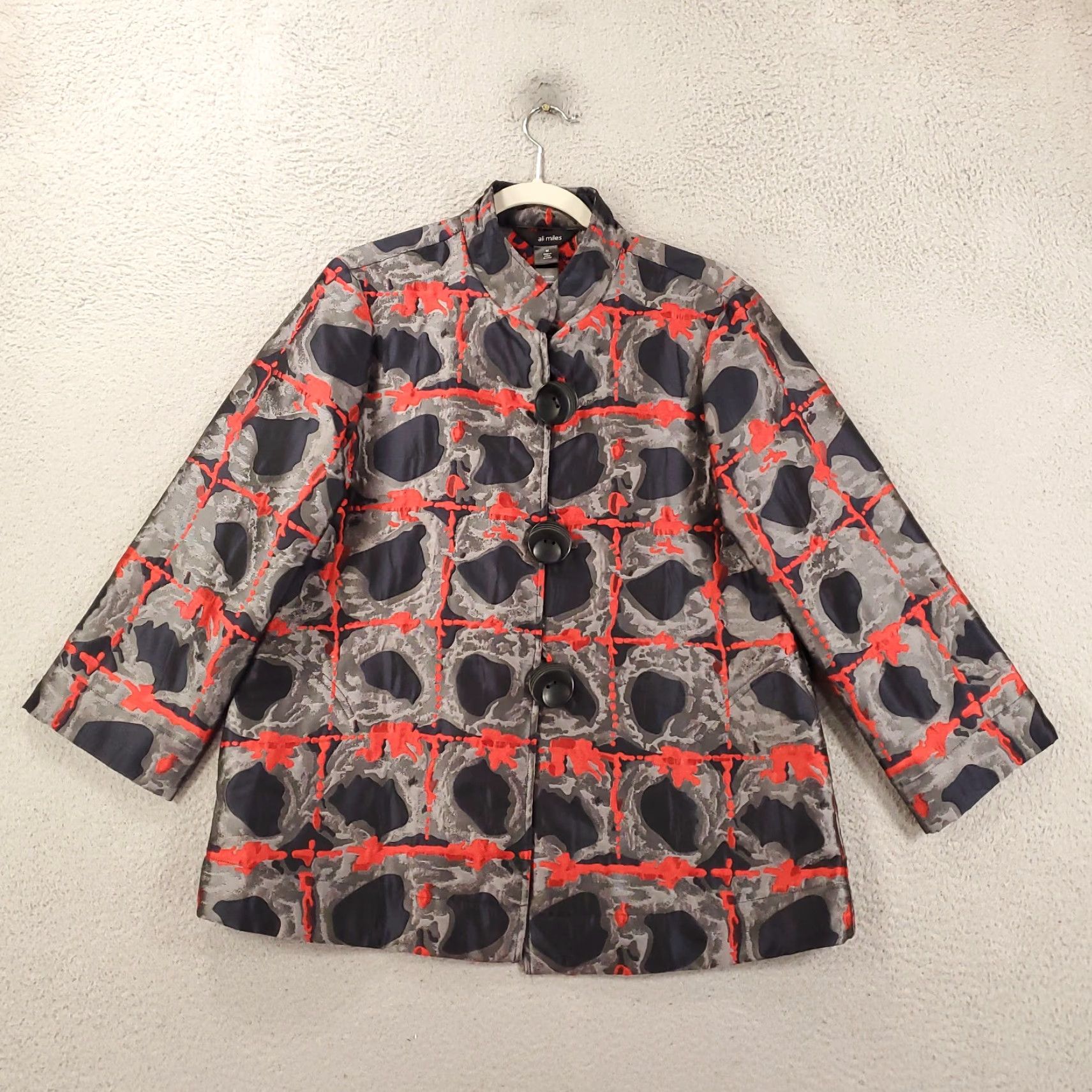 Vintage Ali Miles Jacket Womens M Red Black Artsy Geometric Polka Dot Button Up Jacket Size M / US 6-8 / IT 42-44 - 6 Thumbnail