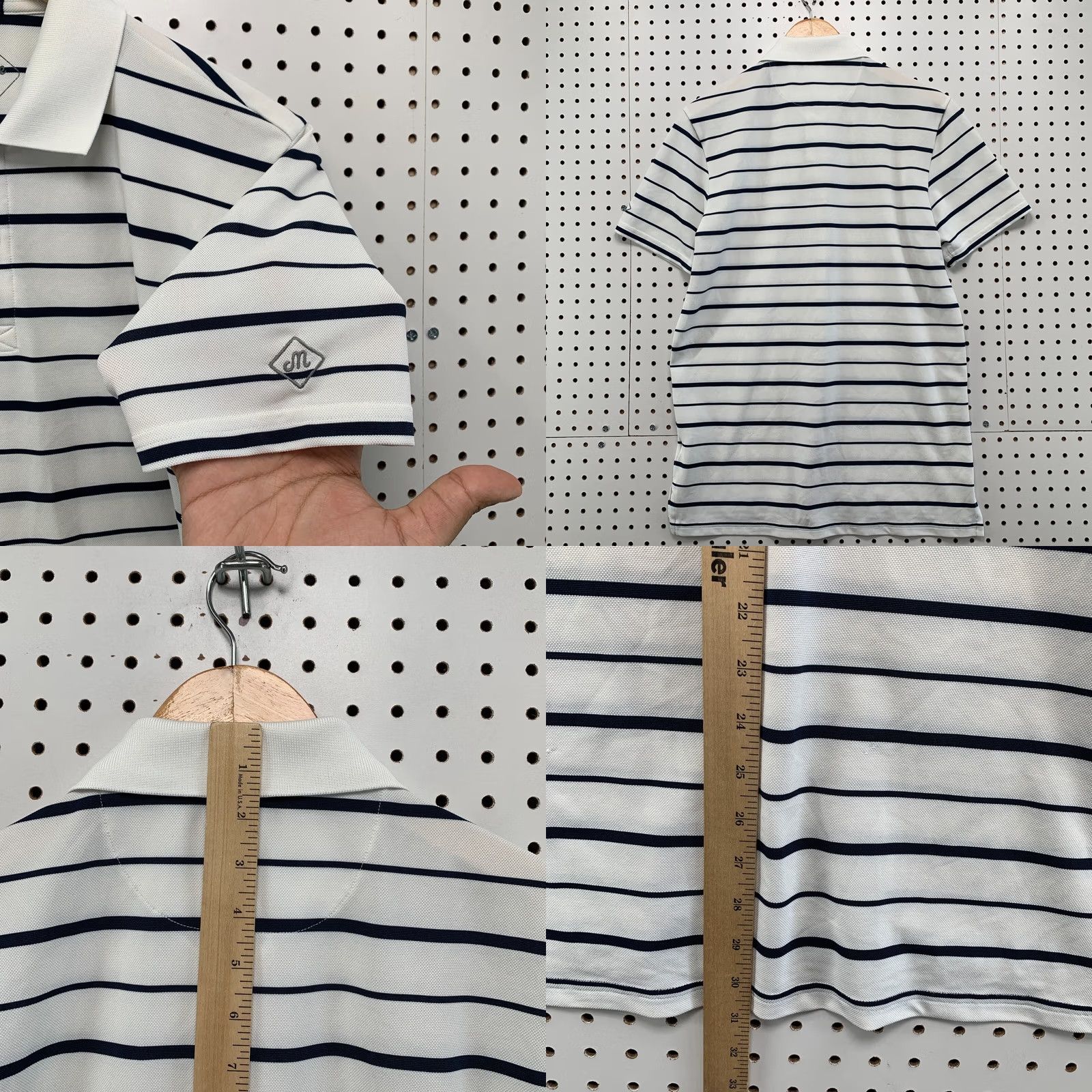 Bonobos Bonobos Polo Collared Shirt White Blue Striped Mens Small Golf Size US S / EU 44-46 / 1 - 8 Thumbnail