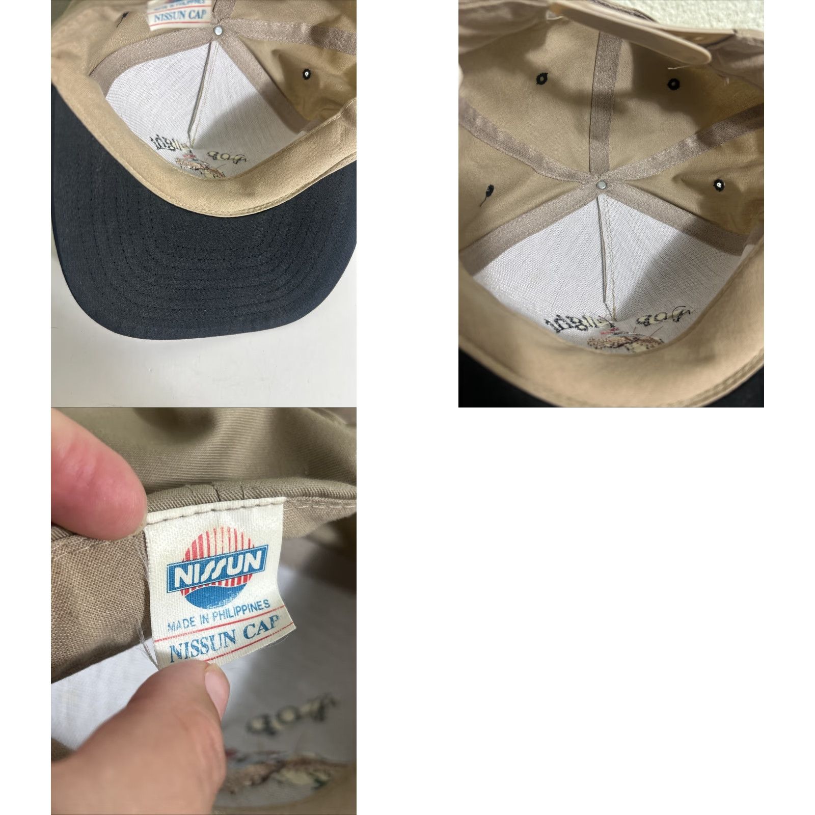 J Brand VINTAGE Nissin Brand Snapback Hat Beige Black Top Flight Pheasants Men Adjustable Beige Black Hat Snapback Men Size US M / EU 48-50 / 2 - 10 Thumbnail