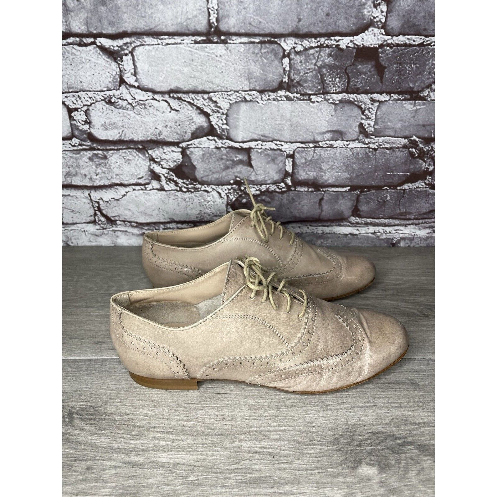Other Garnet Hill Taupe Nude Felisa Soft Oxfords Wing Tip Shoes Wo Size US 7 / IT 37 - 17 Thumbnail