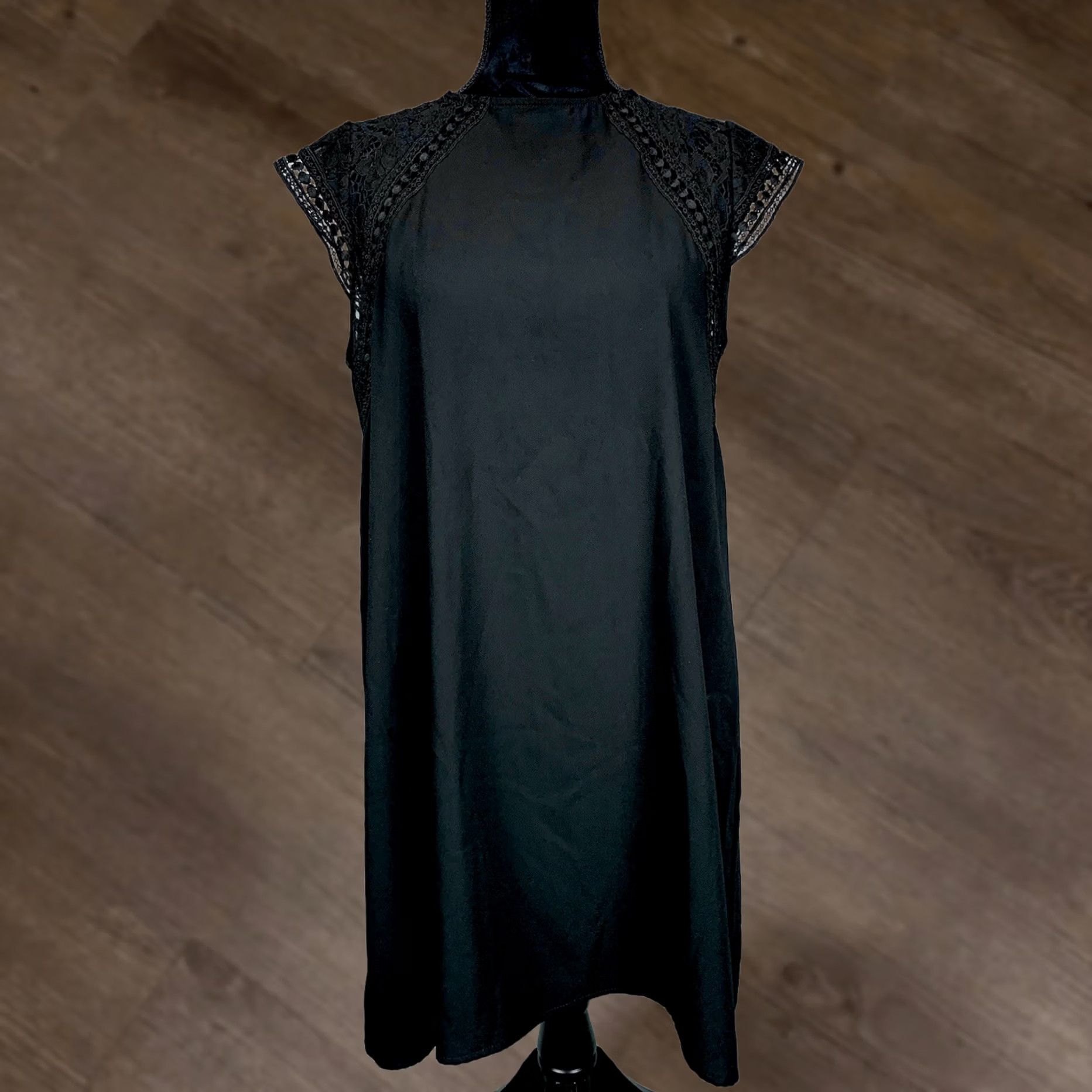 zara black skater dress Zara Womens Medium High Neck Lace-Shoulder Evening Party Cocktail Finished with discreet side christmas party fashion US Size:US 20W Miabel Black Prom Dress Satin dress