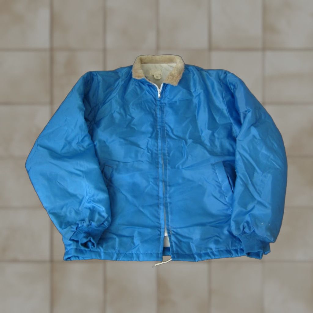 Vintage VINTAGE Sportswear Jacket Mens L Blue Satin Bomber 90s Nylon Quilted Sherpa Satin Bomber Jacket Mens L Blue Satin 90s USA Size US L / EU 52-54 / 3 - 1 Thumbnail