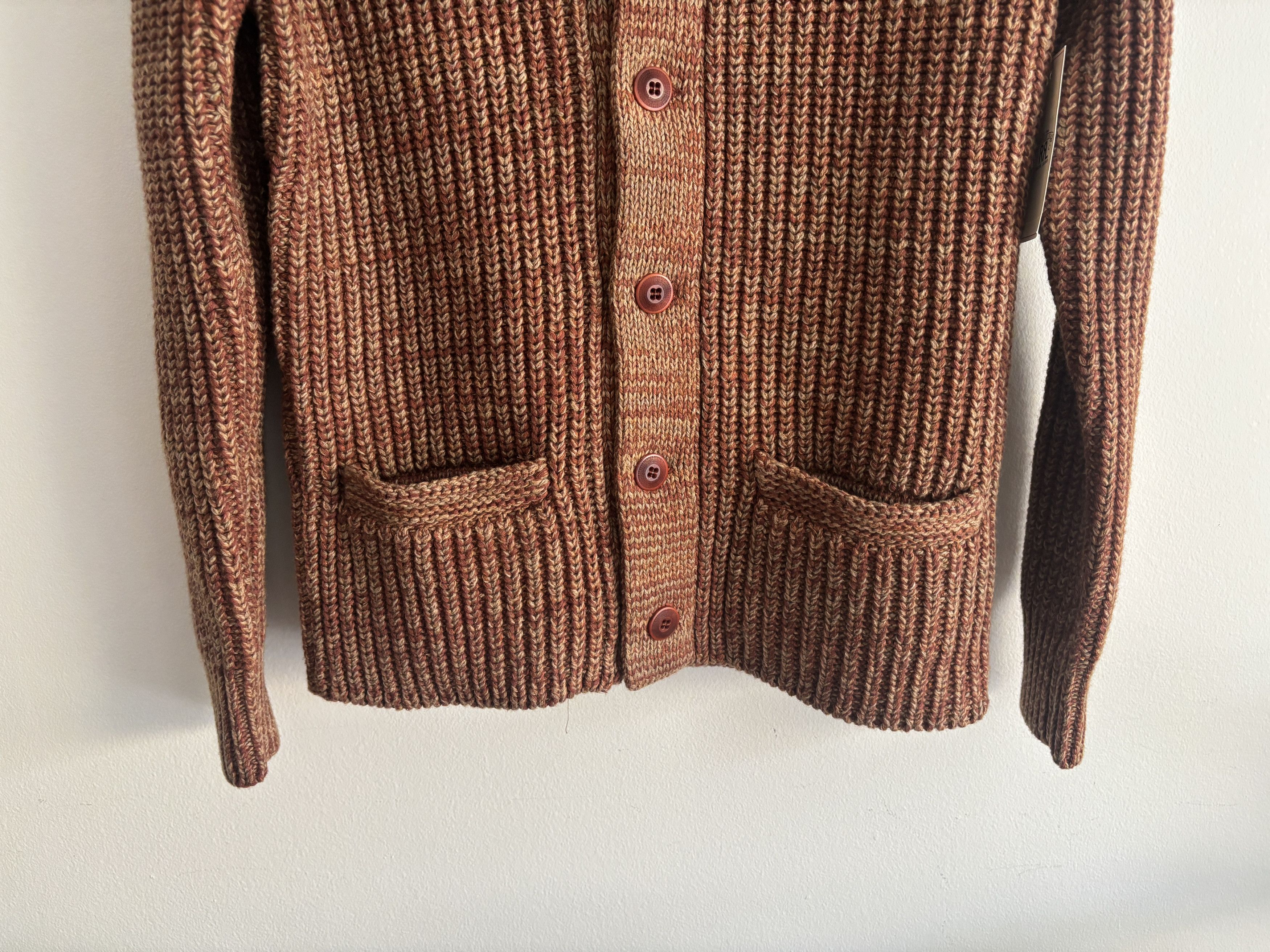 RRL Ralph Lauren BNWT Thick Rust Marl Wool Cotton Shawl Collar Cardigan MiUSA Size US S / EU 44-46 / 1 - 3 Thumbnail