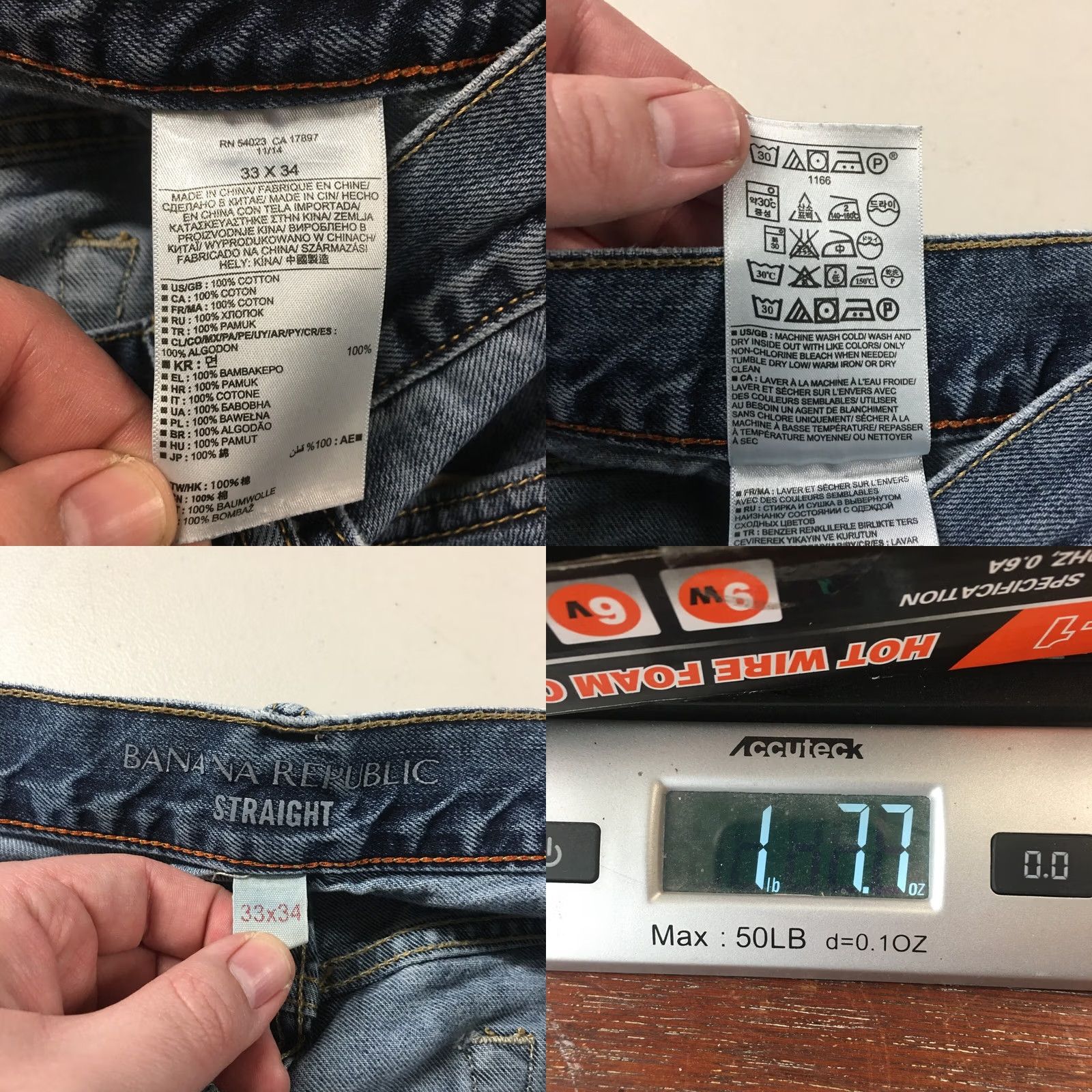 Banana Republic Banana Republic Jeans Mens 33x34 Blue Denim Cotton Straight Leg Jeans 5-Pocket Regular Slim Mens Size US 33 - 10 Thumbnail