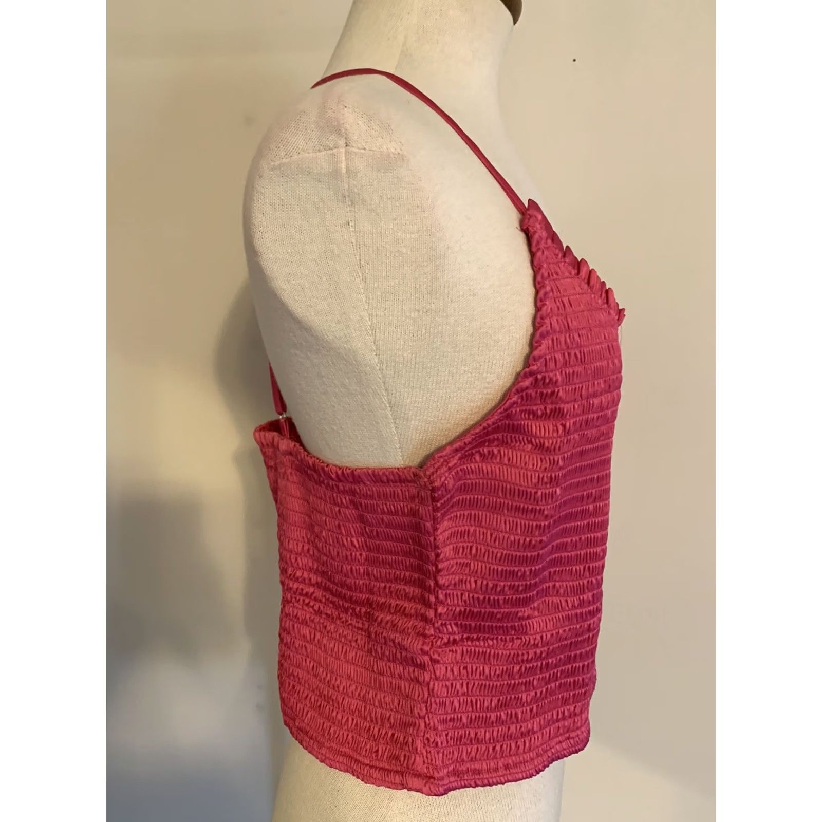 Free People Free People Right On Time Cami Tank Top Fuschia L Womens Sleeveless Cropped 100% Polyester Size L / US 10 / IT 46 - 3 Thumbnail