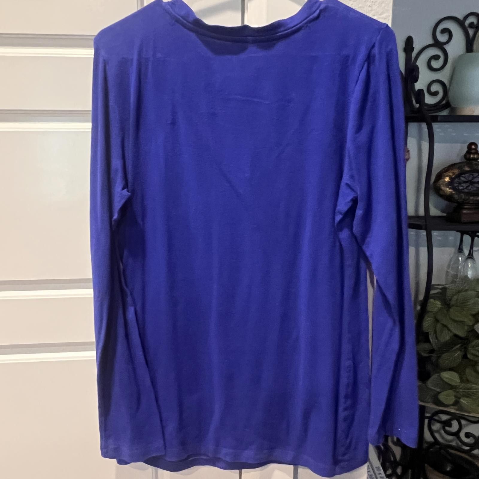 Unknown London Women's Long Sleeve V-Neck Top in Blue Size XL / US 12-14 / IT 48-50 - 3 Thumbnail