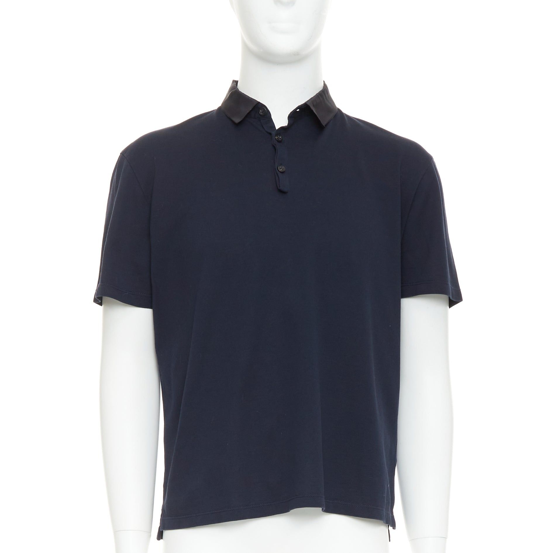 Lanvin LANVIN navy cotton black grosgrain collar trim short polo shirt M Size US M / EU 48-50 / 2 - 1 Thumbnail
