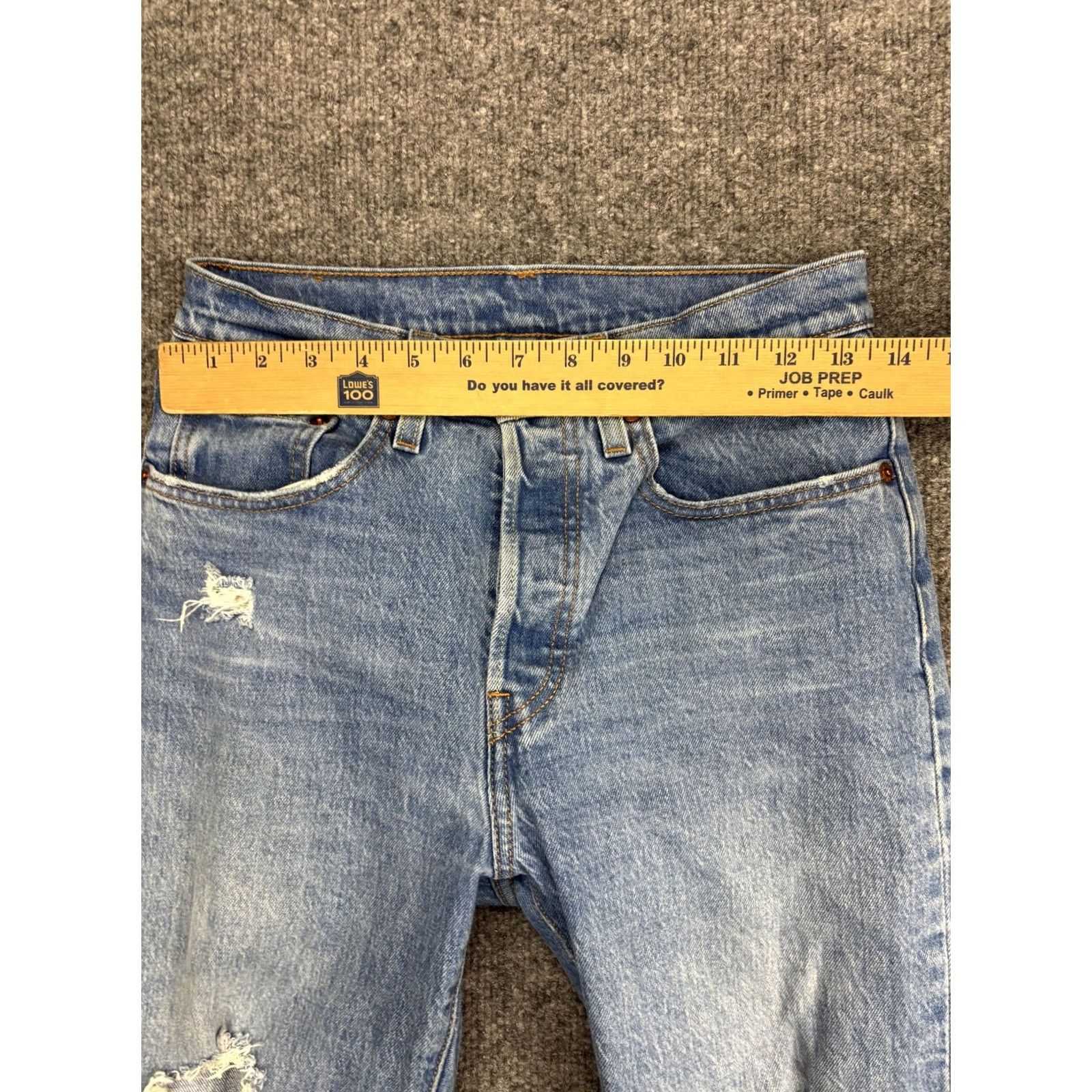 Levi's Levis 501 Straight Jeans Womens W26 L26 Light Wash Blue High Rise Distressed Size 26" / US 2 / IT 38 - 3 Thumbnail