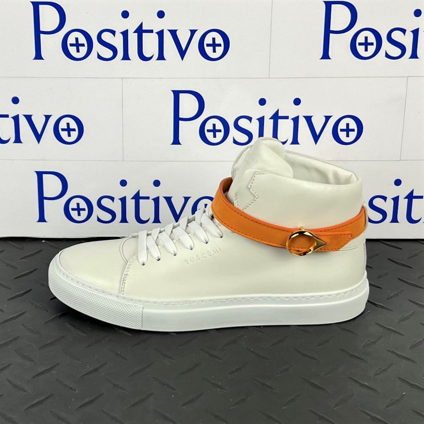 image of Buscemi Womens 100Mm Belt Off White Leather Sneakers Us 8