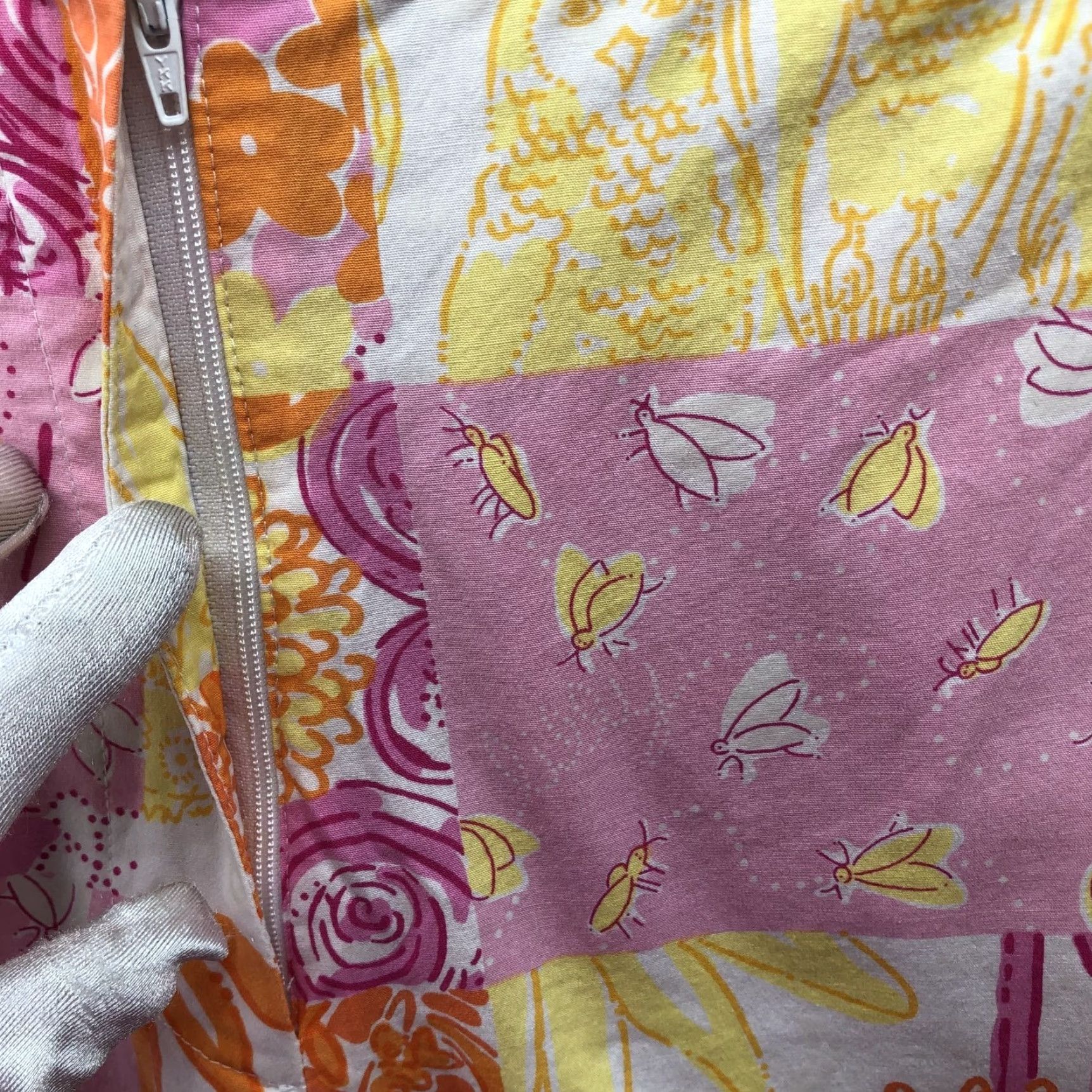 Lilly Pulitzer VINTAGE Lilly Pulitzer Patchwork Crop Pants Womens 2 Pink Orange Floral Tropical Casual Summer 2 Womens Pants Cropped Size 26" / US 2 / IT 38 - 5 Thumbnail