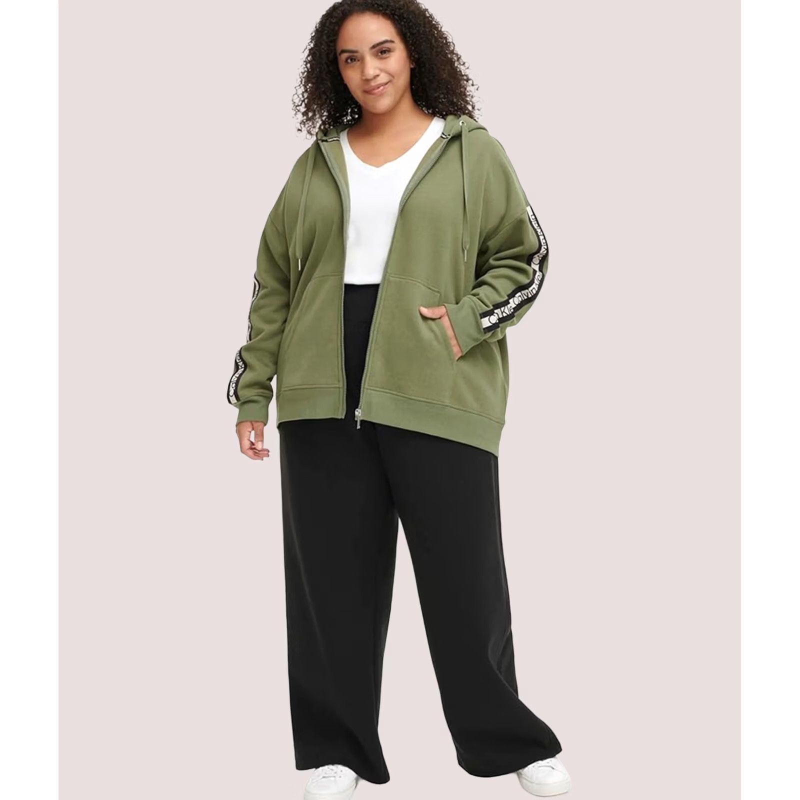 Calvin Klein Calvin Klein Womens Hoodie Sweatshirt green Plus Size 2X Running Logo Tape Size XXL / US 16-18 / IT 52-54 - 1 Thumbnail