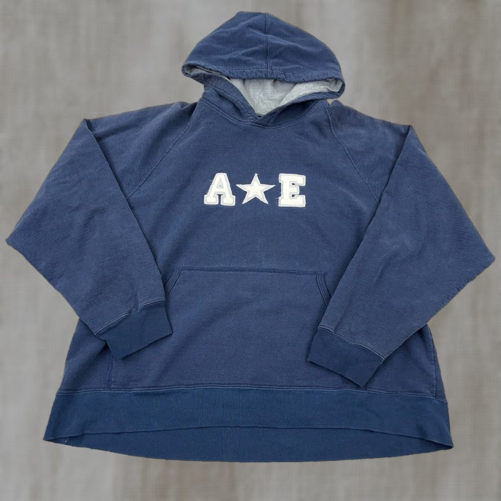 American Eagle Outfitters VINTAGE American Eagle Outfitters Hoodie Men L Blue Sweatshirt Faded Star 90s 2000s Logo Embroidered Pullover Crew Neck All Seasons Size US L / EU 52-54 / 3 - 1 Thumbnail
