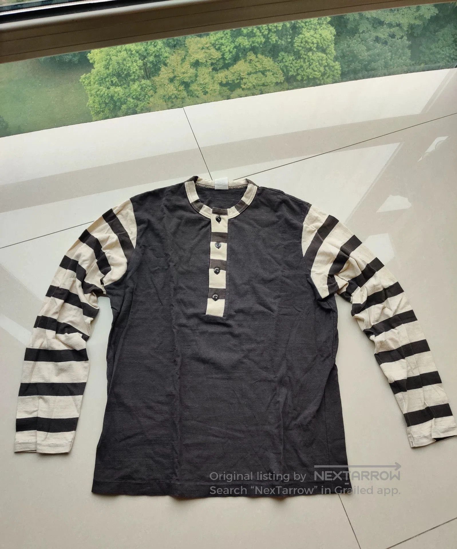 Freewheelers gray and white striped long sleeve shirt. Size US M / EU 48-50 / 2 - 1 Thumbnail