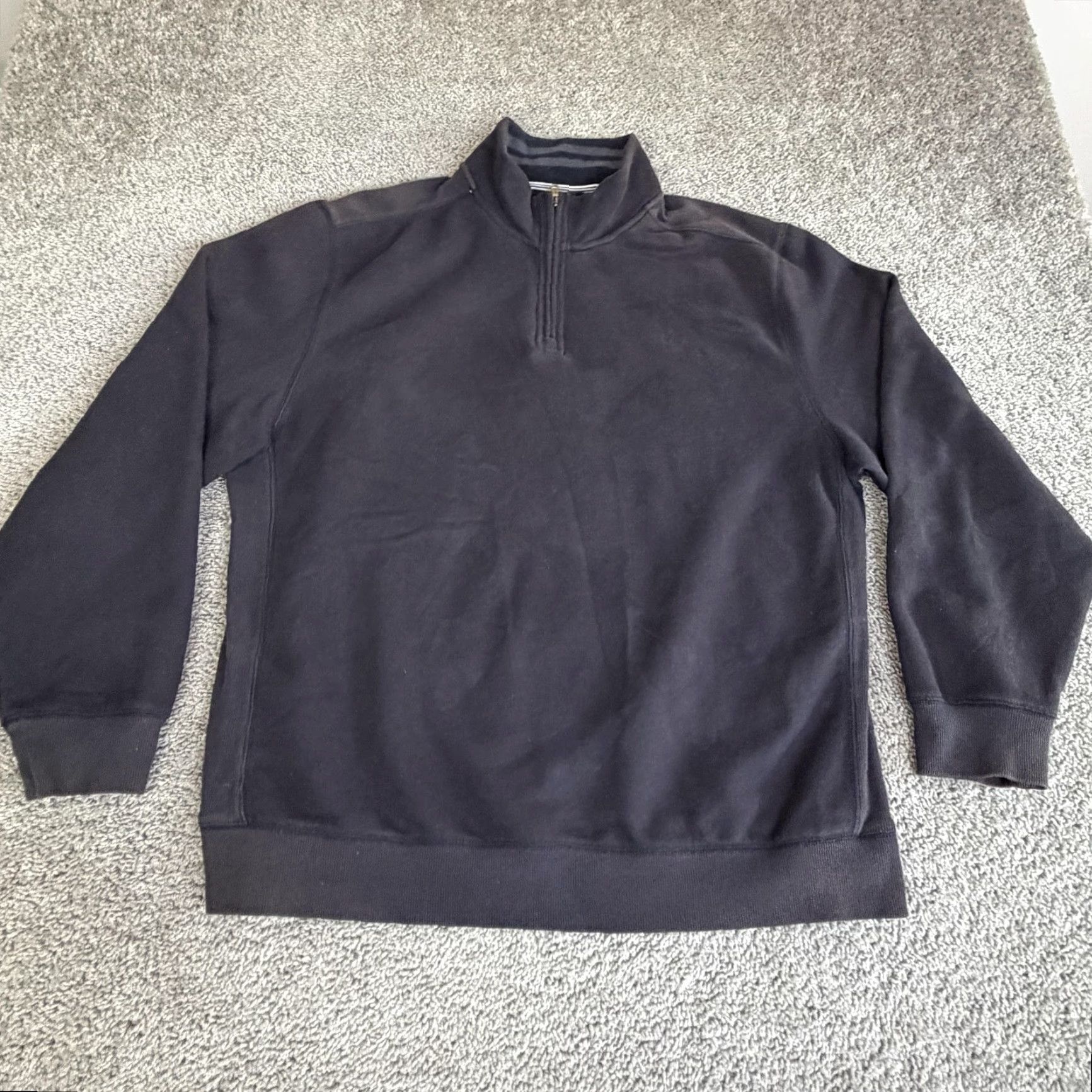 Izod IZOD Sweatshirt Mens 2XLT Black 1/4 Zip Heavyweight Fleece Cotton Pullover Size US XXL / EU 58 / 5 - 2 Thumbnail