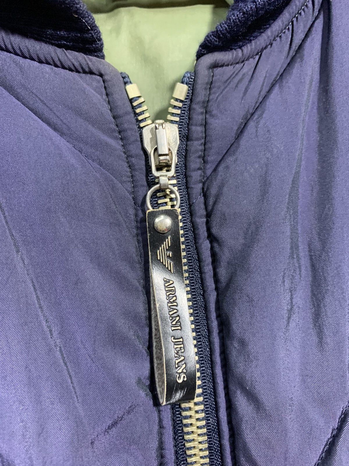 Armani 🔥VTG ARMANI JEANS QUILTED BOMBER JACKETS BLUE Size US L / EU 52-54 / 3 - 8 Thumbnail