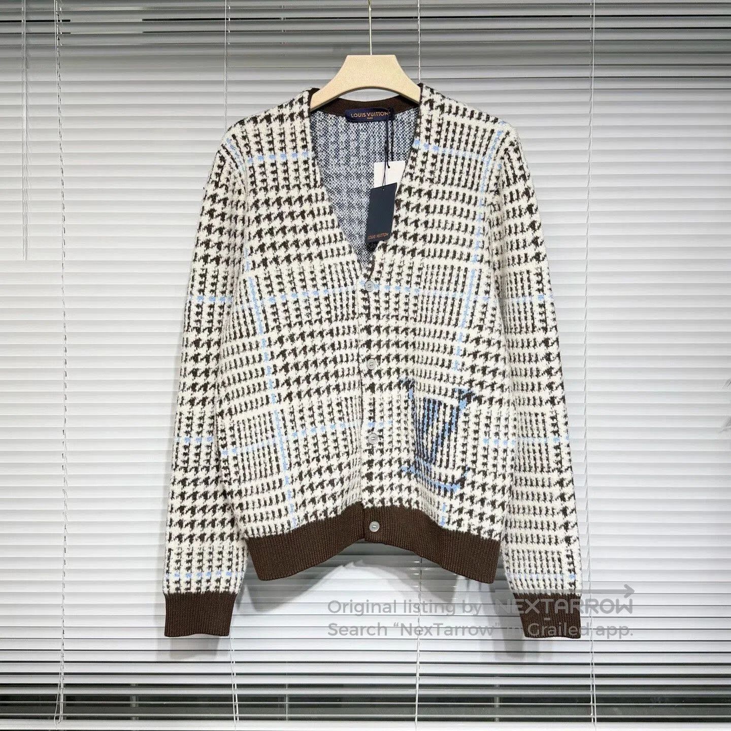 Louis Vuitton LV Knitted Cardigan with Houndstooth Design. Size US XL / EU 56 / 4 - 1 Thumbnail
