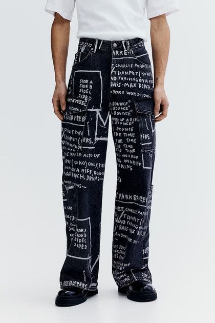 H&M × Jean-Michel Basquiat × Who Decides War Who Decides War Baggy denim jeans H&M x Basquiat x Ev&Tela Size US 33 - 5 Thumbnail