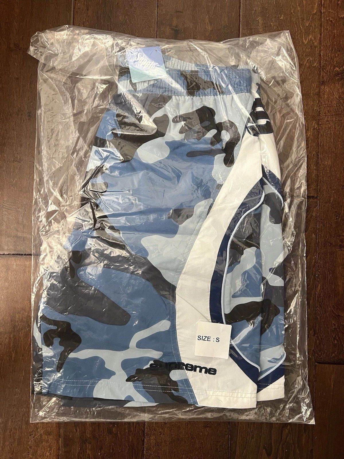 Supreme Supreme SS26 Paneled Water Shorts Blue Camo Size Small New 