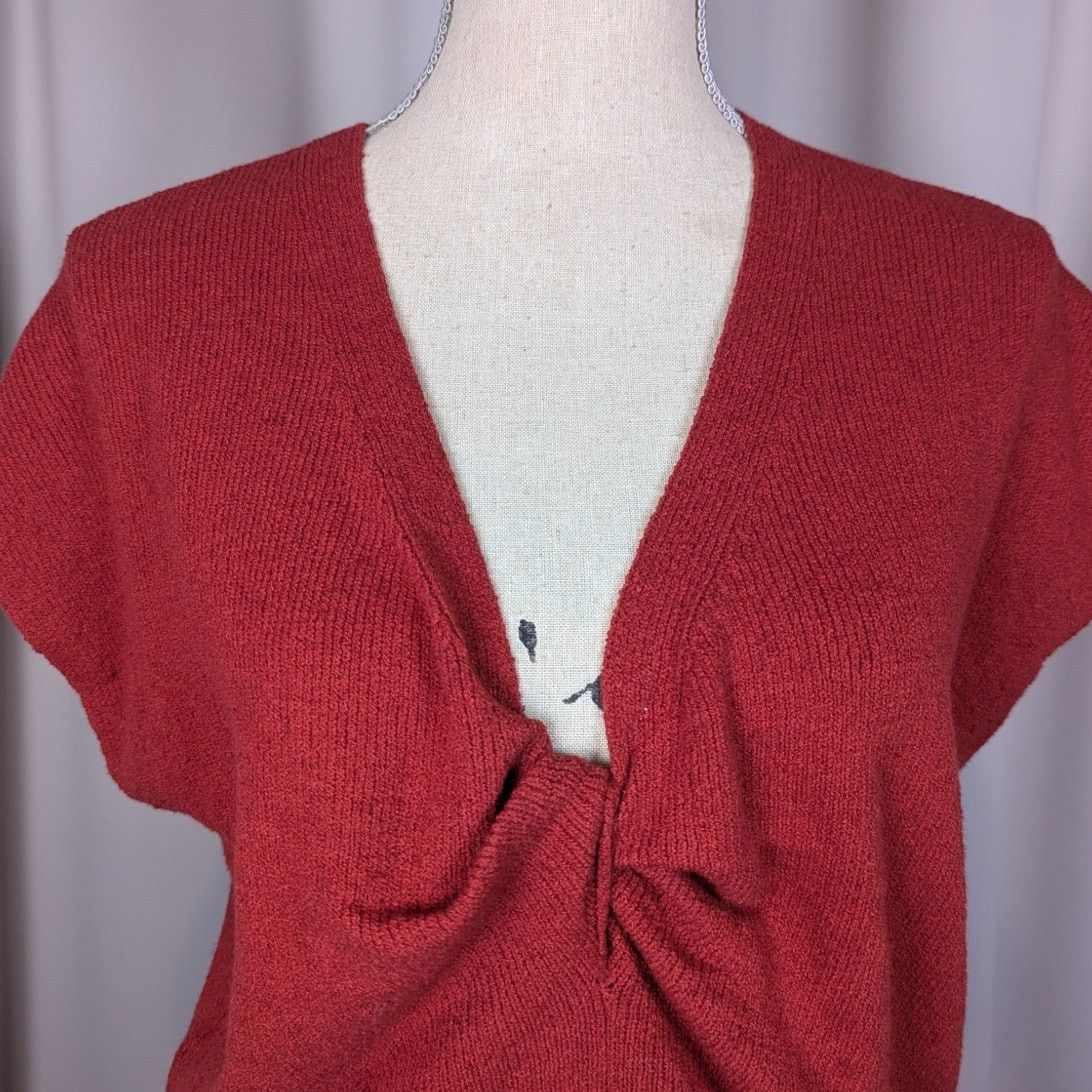 Joie Joie Alenah Twist Front Knit Sweater Rust Red Pullover Size L / US 10 / IT 46 - 8 Thumbnail