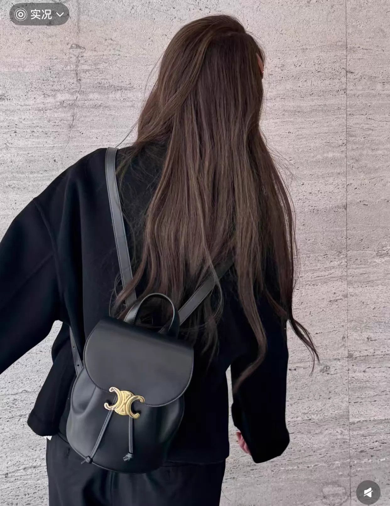 Celine CELINE Triomphe Black Bucket Backpack Gold Dust Bag 24 Size ONE SIZE - 2 Thumbnail