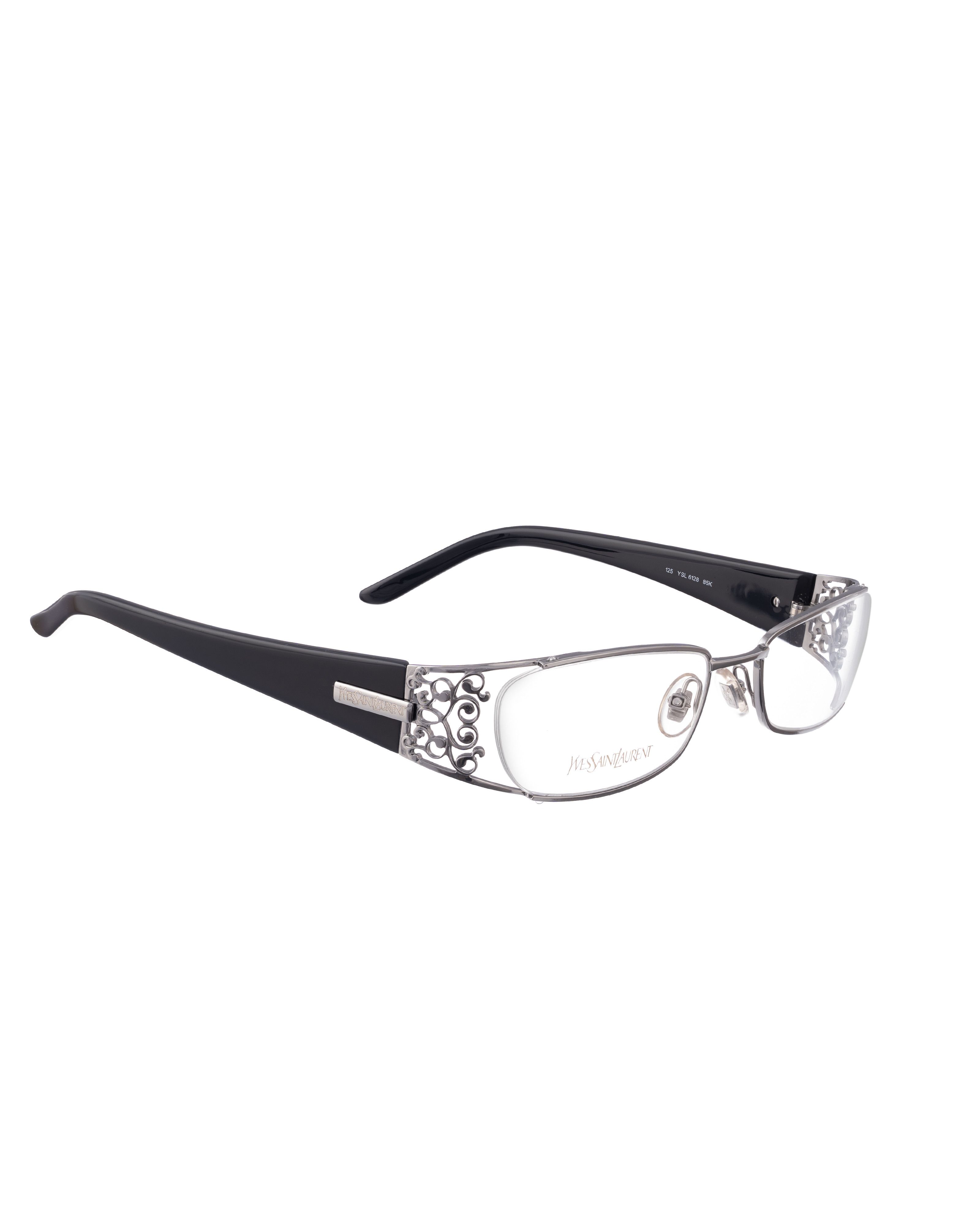Yves Saint Laurent Yves Saint Laurent 00s Black Glasses with Antique Details Size ONE SIZE - 1 Thumbnail