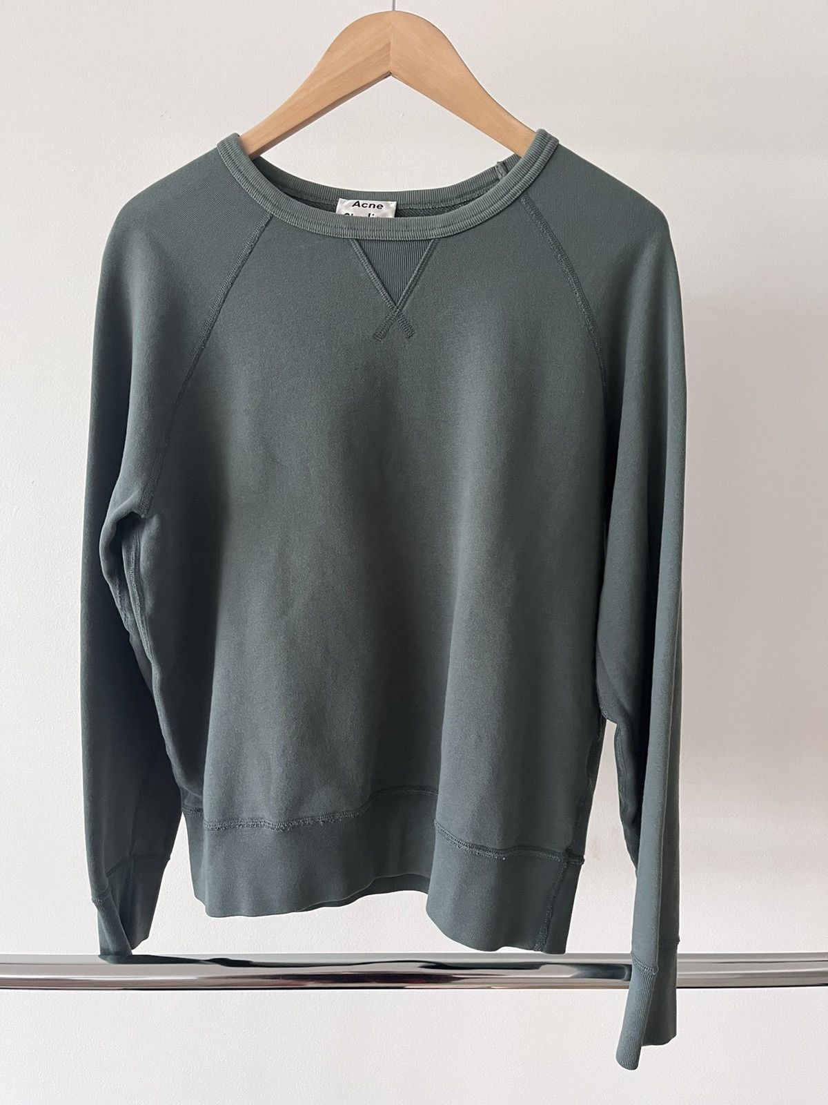 image of Acne Studios College Crewneck in Green, Men's (Size Medium)