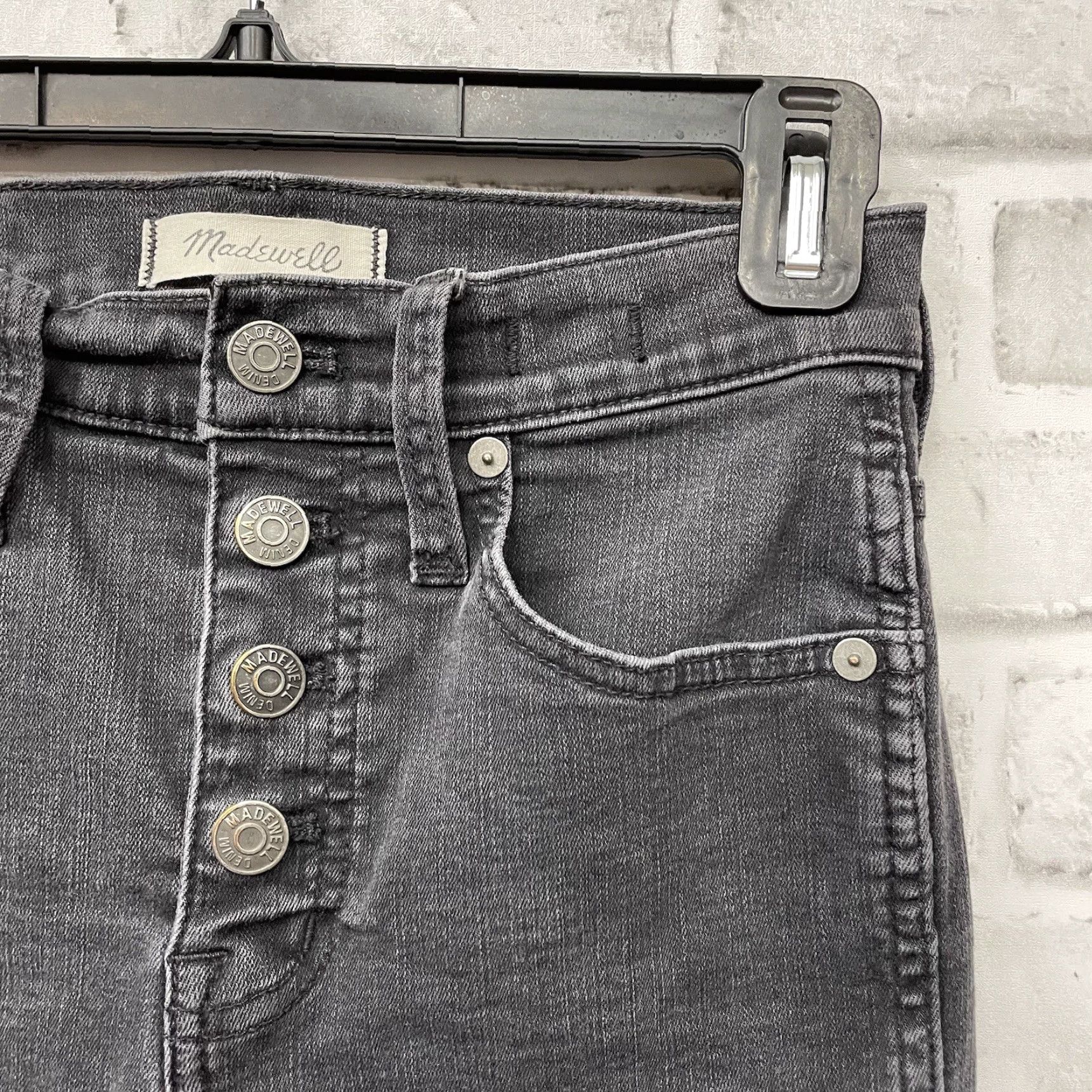 Madewell VINTAGE Madewell Gray Jeans 10” High-Rise Button-Fly Womens Petite 24 Straight Gray Jeans Size 24 Womens Size 42" / US 20 - 2 Thumbnail