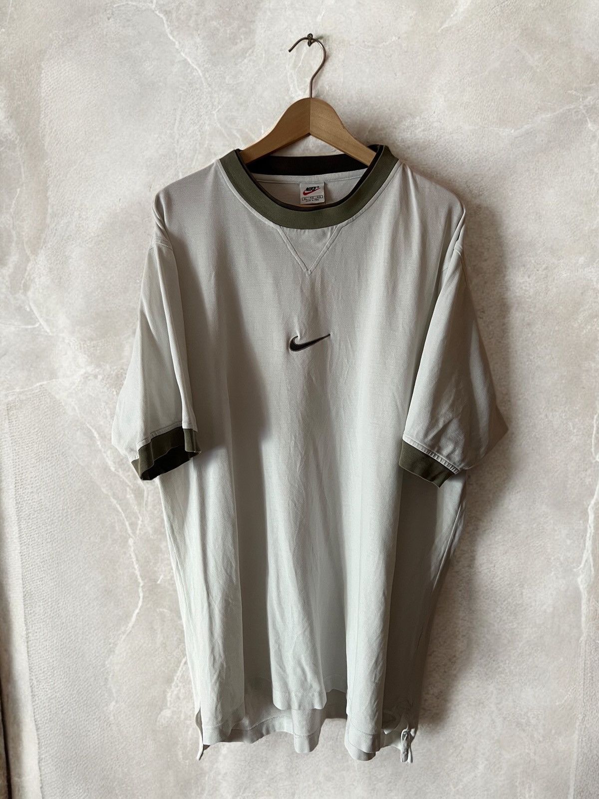 Nike × Vintage NIKE VINTAGE 90s “DOUBLE NECK CENTRE SWOOSH LOGO Tee T SHIRT Size US XL / EU 56 / 4 - 1 Thumbnail