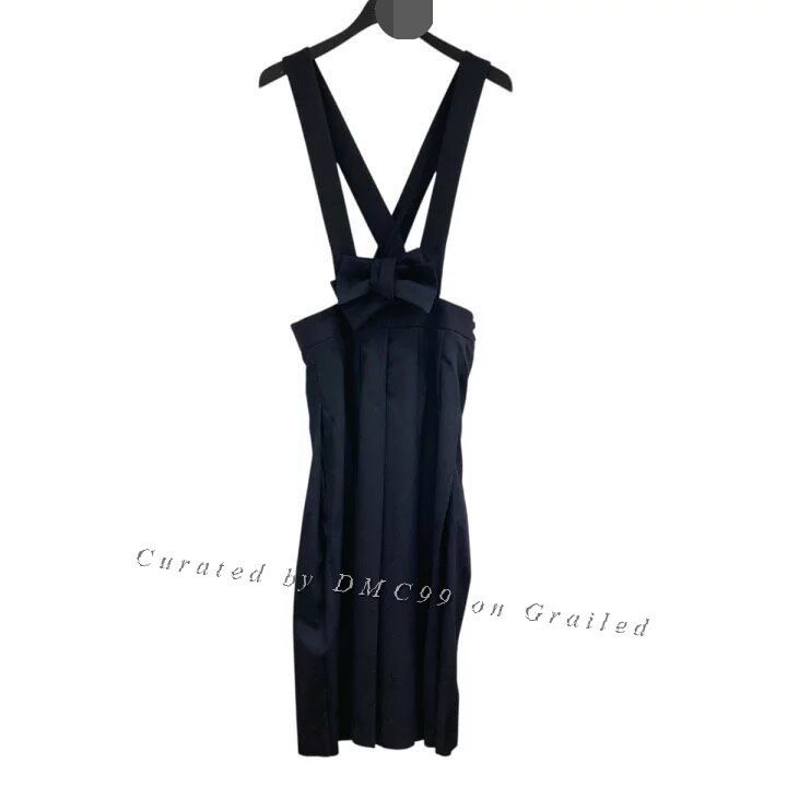 Comme Des Garcons Vintage Bow Pinafore Skirt in Black, Women's (Size 36)