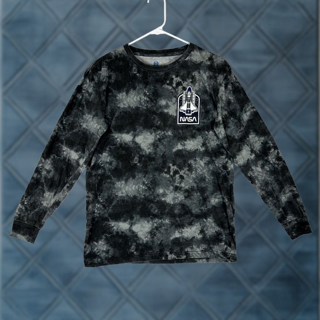 NASA NASA Shirt Mens S Gray Tie-Dye Long Sleeve Rocket Crew Neck T-Shirt Size US S / EU 44-46 / 1 - 1 Thumbnail