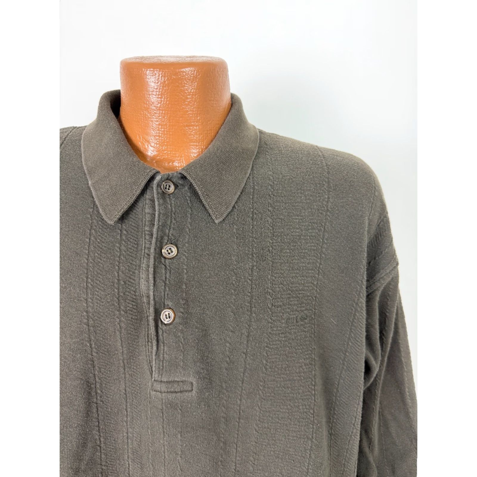 Guess VINTAGE GUESS Polo Shirt Men M Oversized 90s Brown Heavyweight Cotton Polo Mens Wide Collar 90s Grunge Hip Hop Size US M / EU 48-50 / 2 - 2 Thumbnail