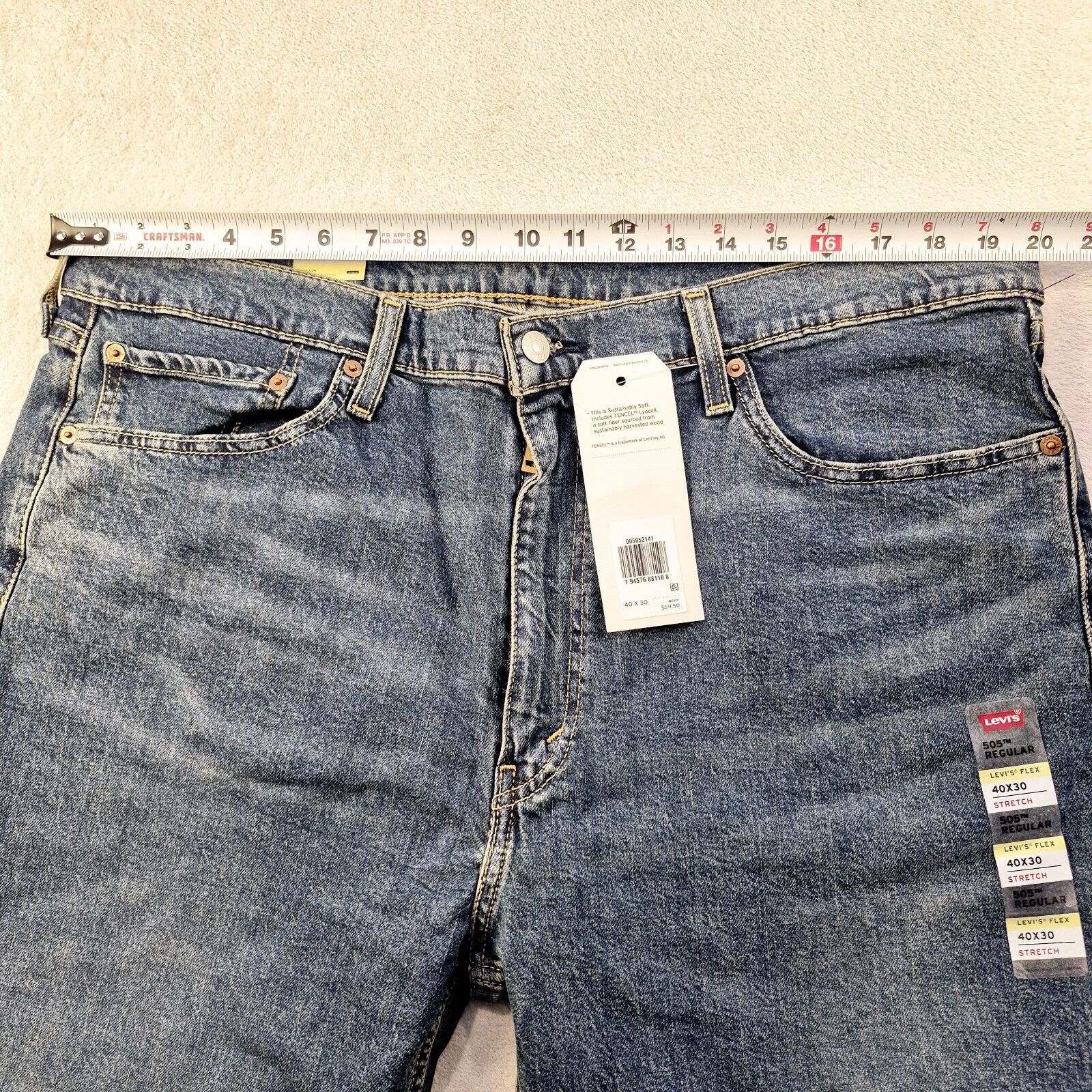 Levi's NEW Levis 505 Men's Dark Blue Stretch Fit Denim Jeans40x30 Size US 40 / EU 56 - 6 Thumbnail