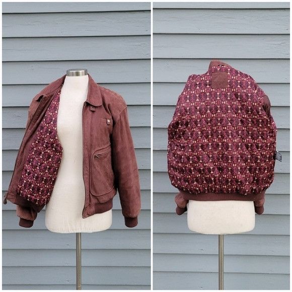 Vintage Vintage 90s y2k Burgundy Nubuck Suede Leather Flyboy Aviator Size US S / EU 44-46 / 1 - 9 Thumbnail